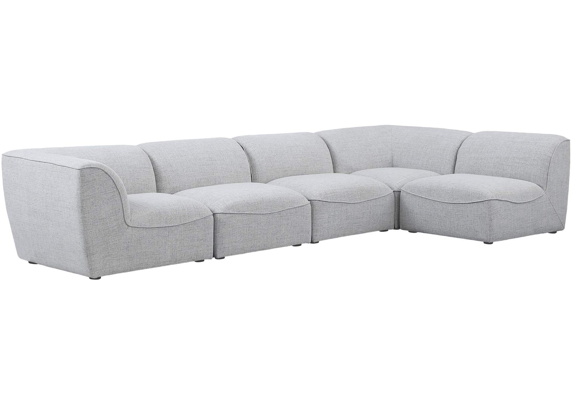 Miramar Grey Durable Linen Textured Modular Sectional,Meridian Furniture