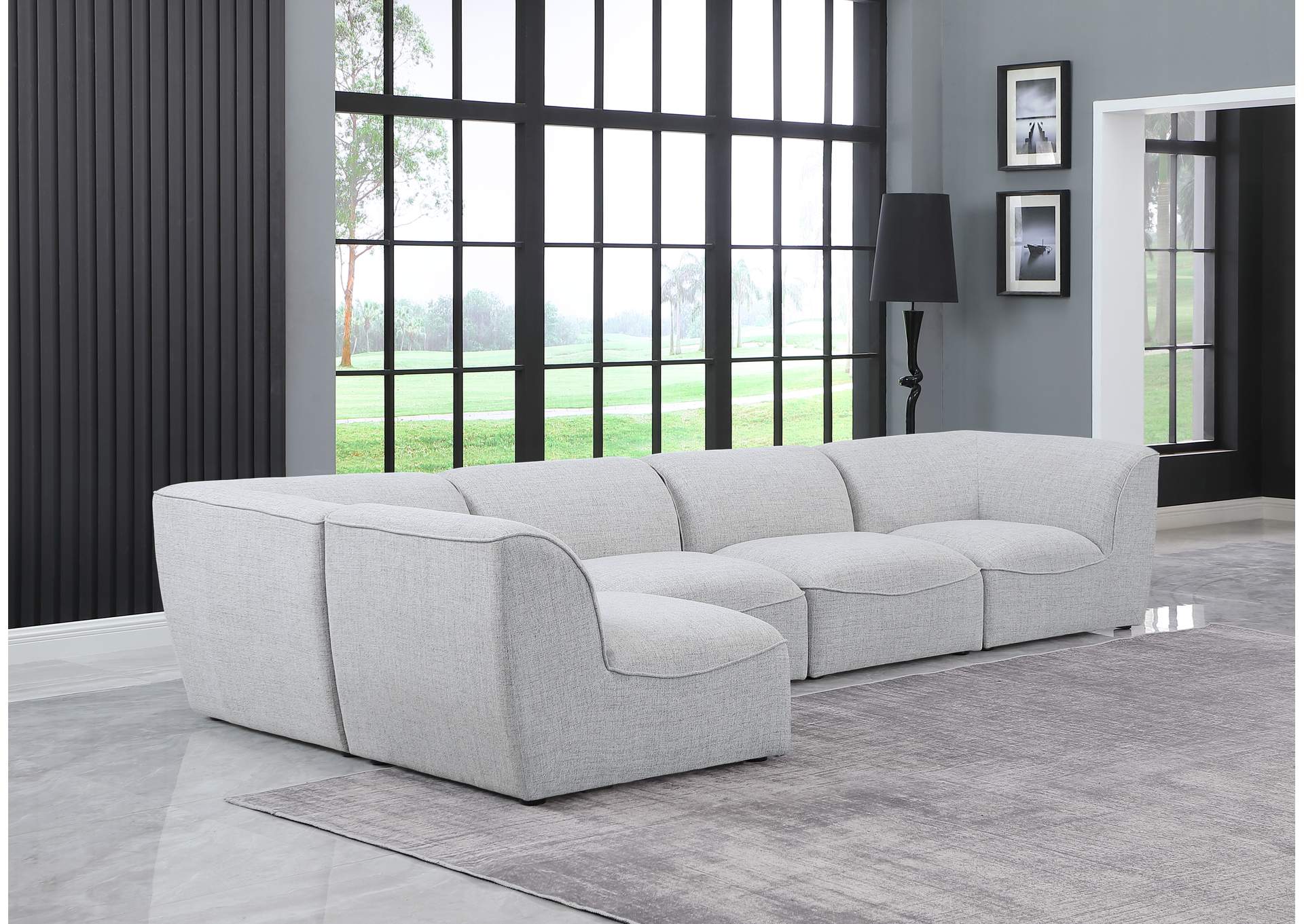 Miramar Grey Durable Linen Textured Modular Sectional,Meridian Furniture