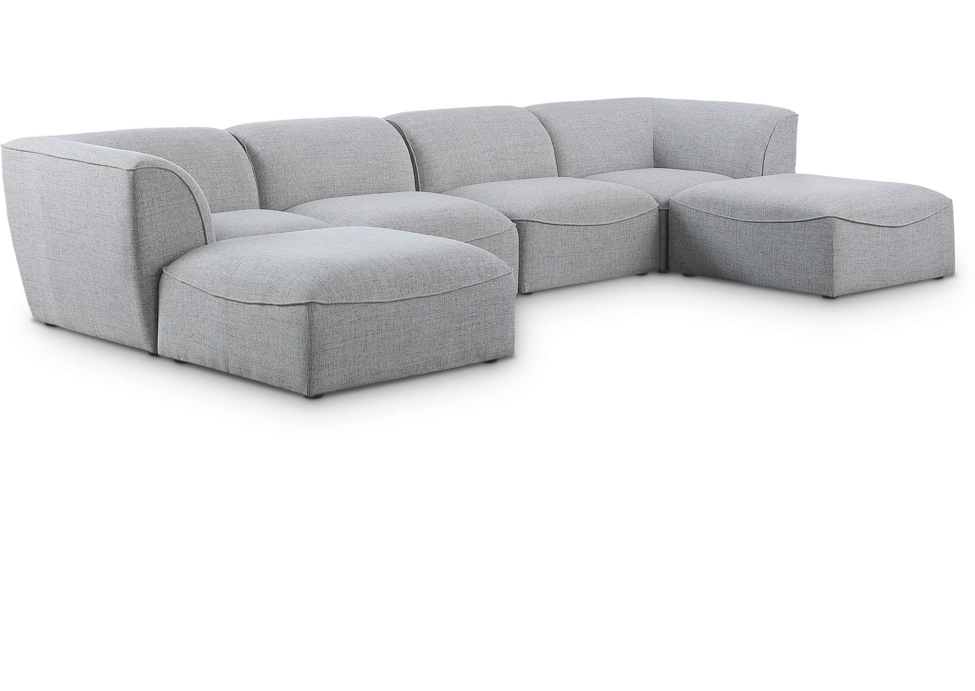 Miramar Grey Durable Linen Textured Modular Sectional,Meridian Furniture