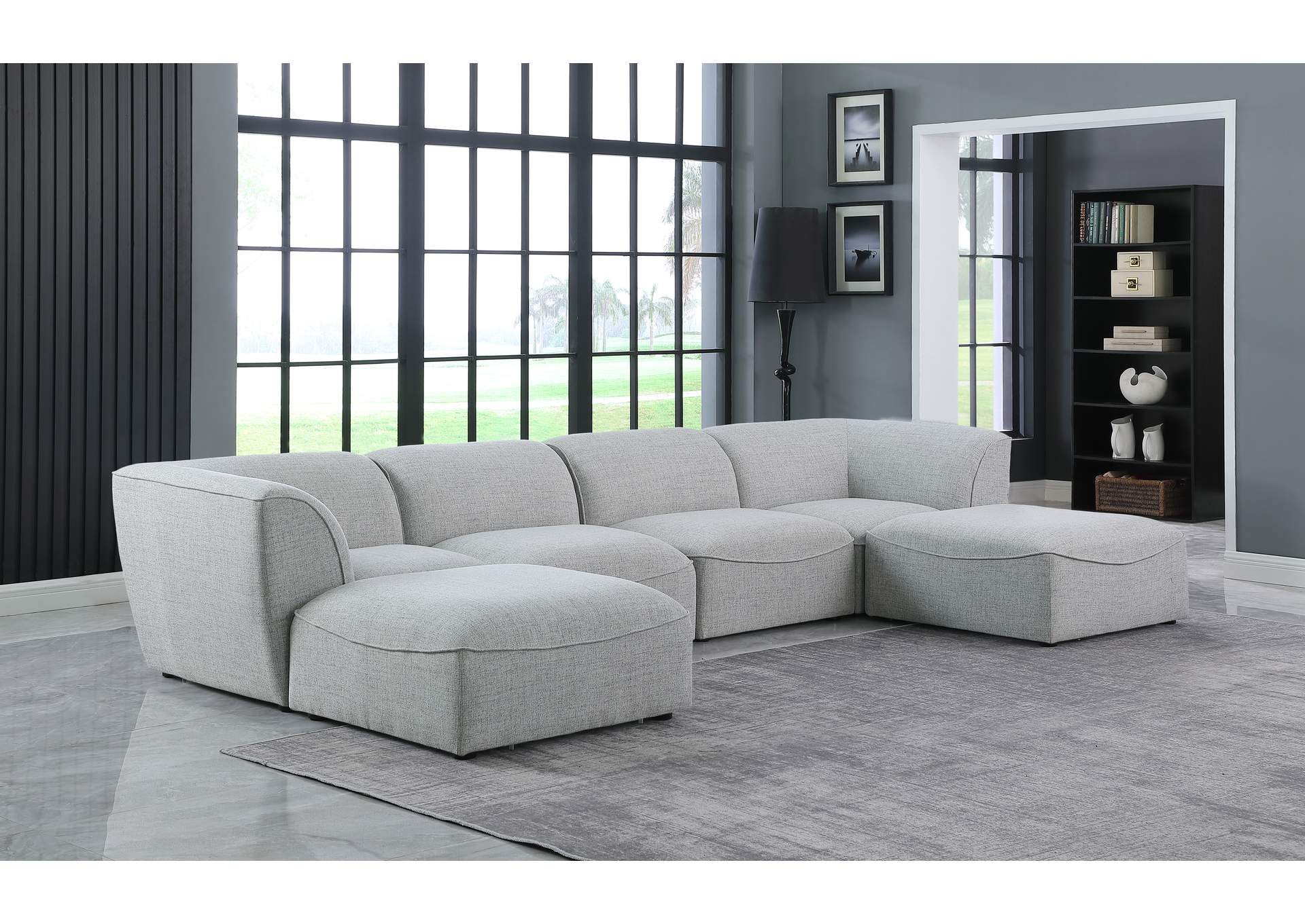 Miramar Grey Durable Linen Textured Modular Sectional,Meridian Furniture