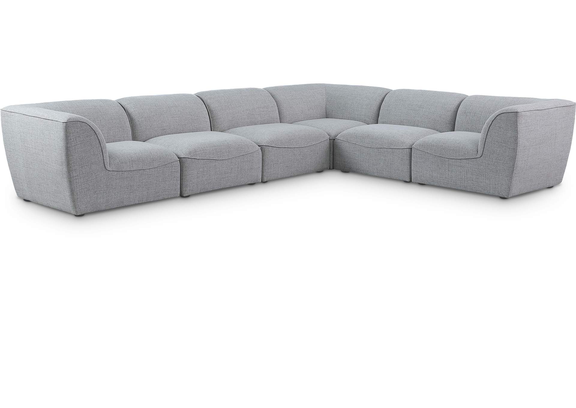 Miramar Grey Durable Linen Textured Modular Sectional,Meridian Furniture