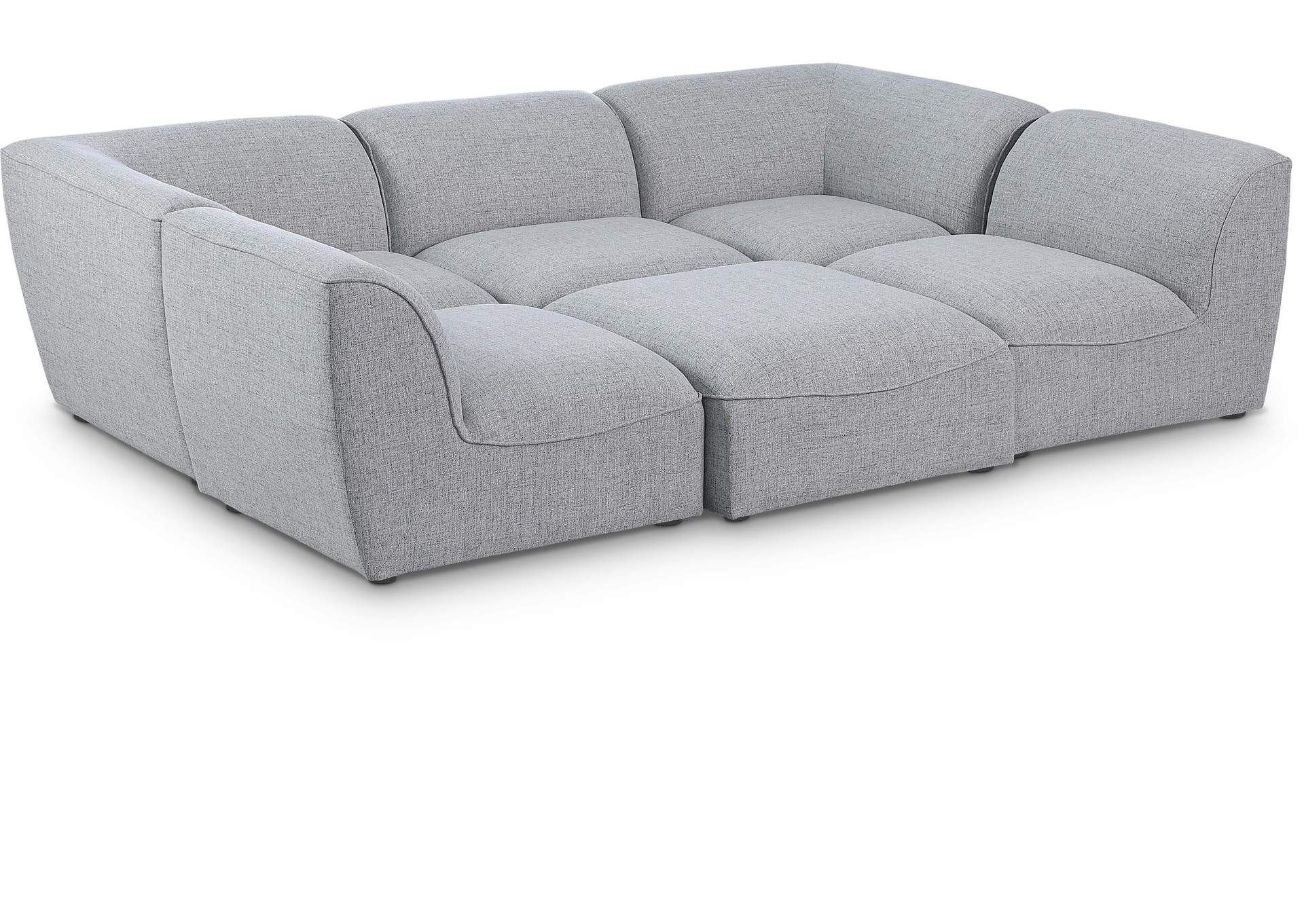 Miramar Grey Durable Linen Textured Modular Sectional,Meridian Furniture