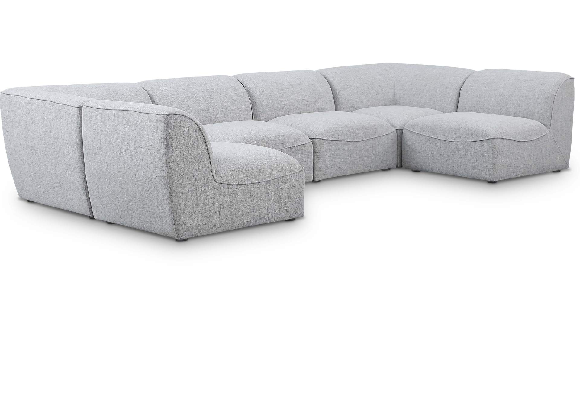 Miramar Grey Durable Linen Textured Modular Sectional,Meridian Furniture