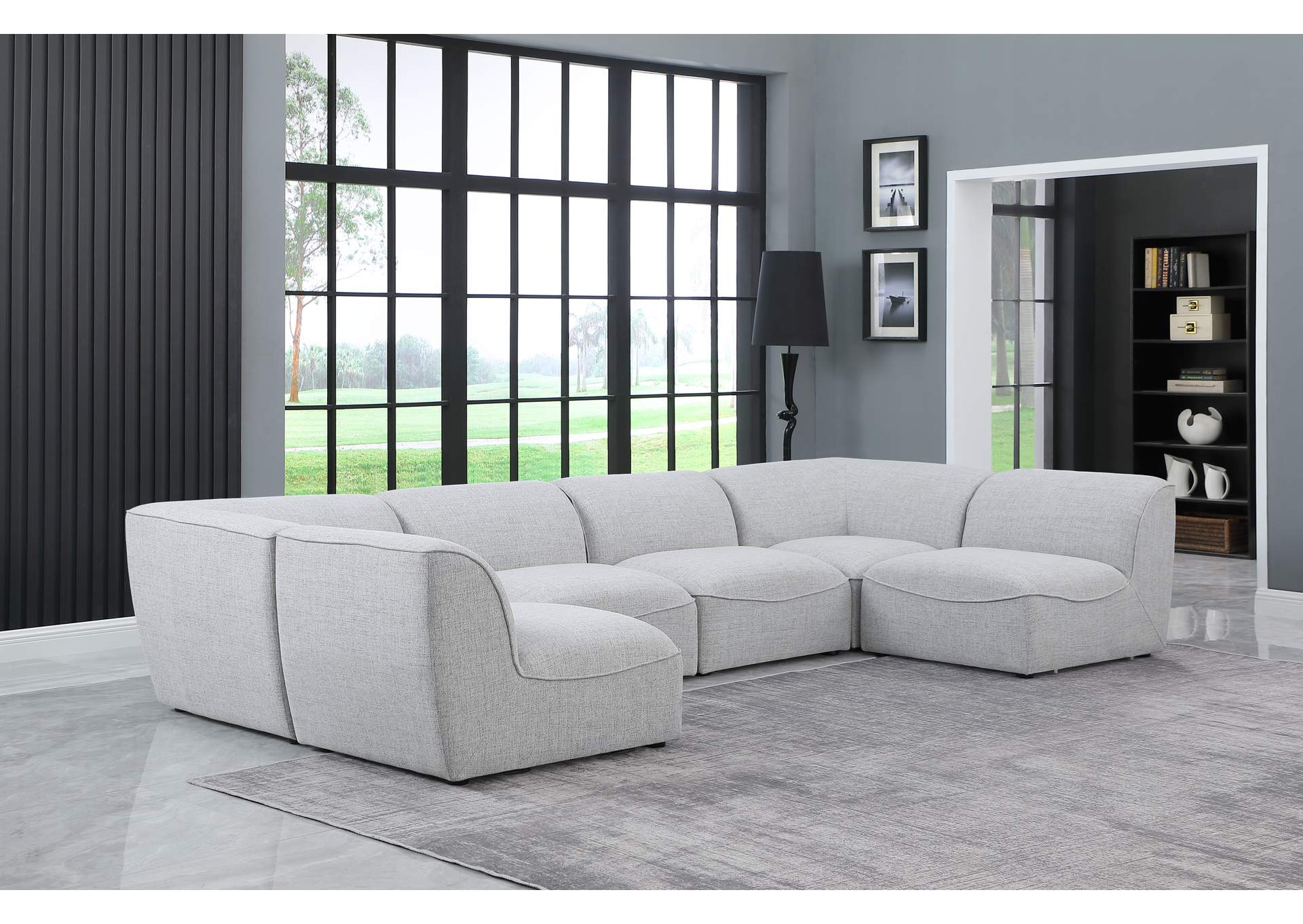 Miramar Grey Durable Linen Textured Modular Sectional,Meridian Furniture