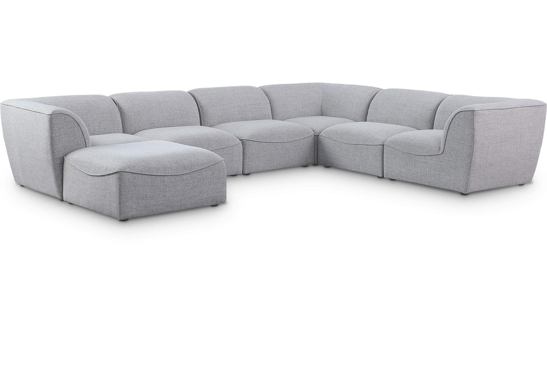 Miramar Grey Durable Linen Textured Modular Sectional,Meridian Furniture