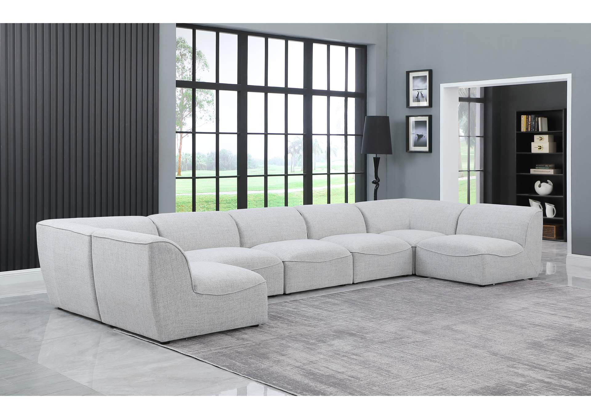 Miramar Grey Durable Linen Textured Modular Sectional,Meridian Furniture