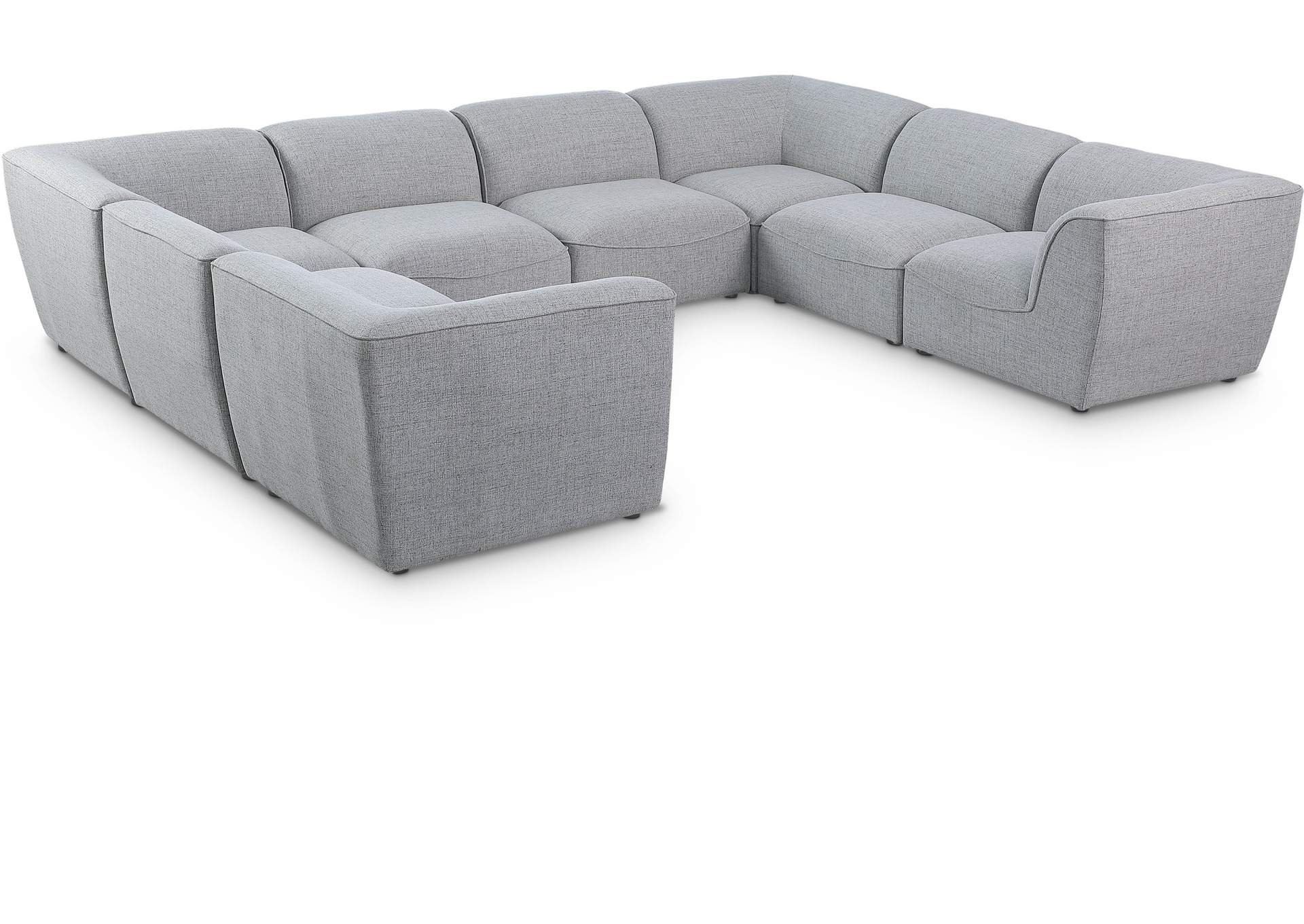 Miramar Grey Durable Linen Textured Modular Sectional,Meridian Furniture