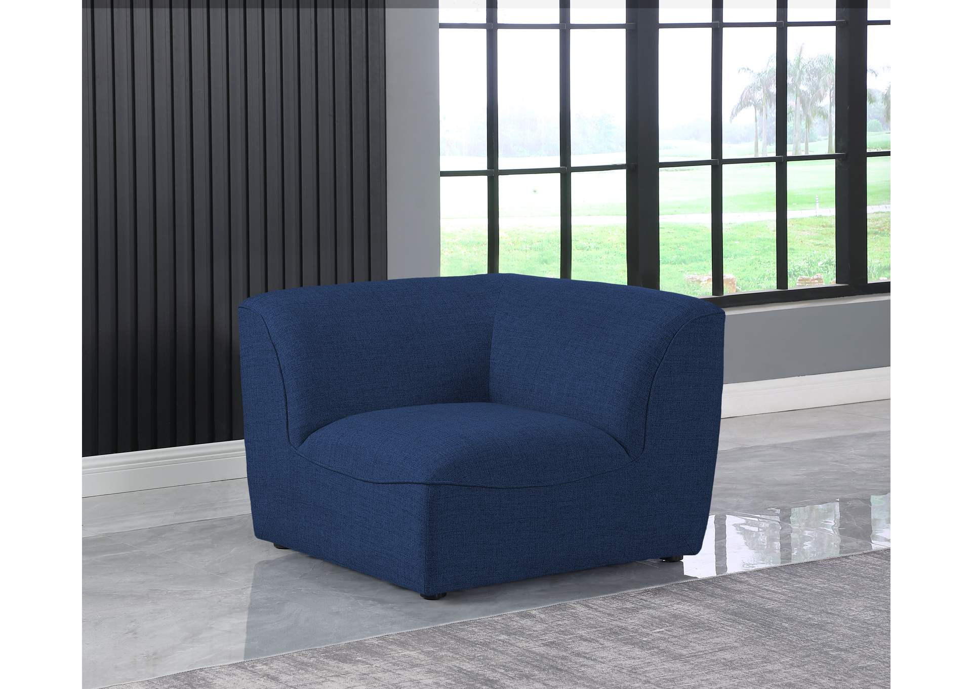 Miramar Navy Durable Linen Corner,Meridian Furniture