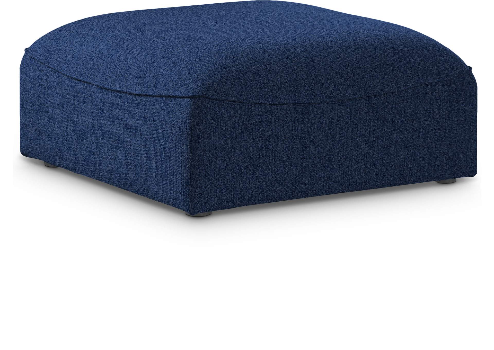 Miramar Navy Durable Linen Textured Ottoman,Meridian Furniture