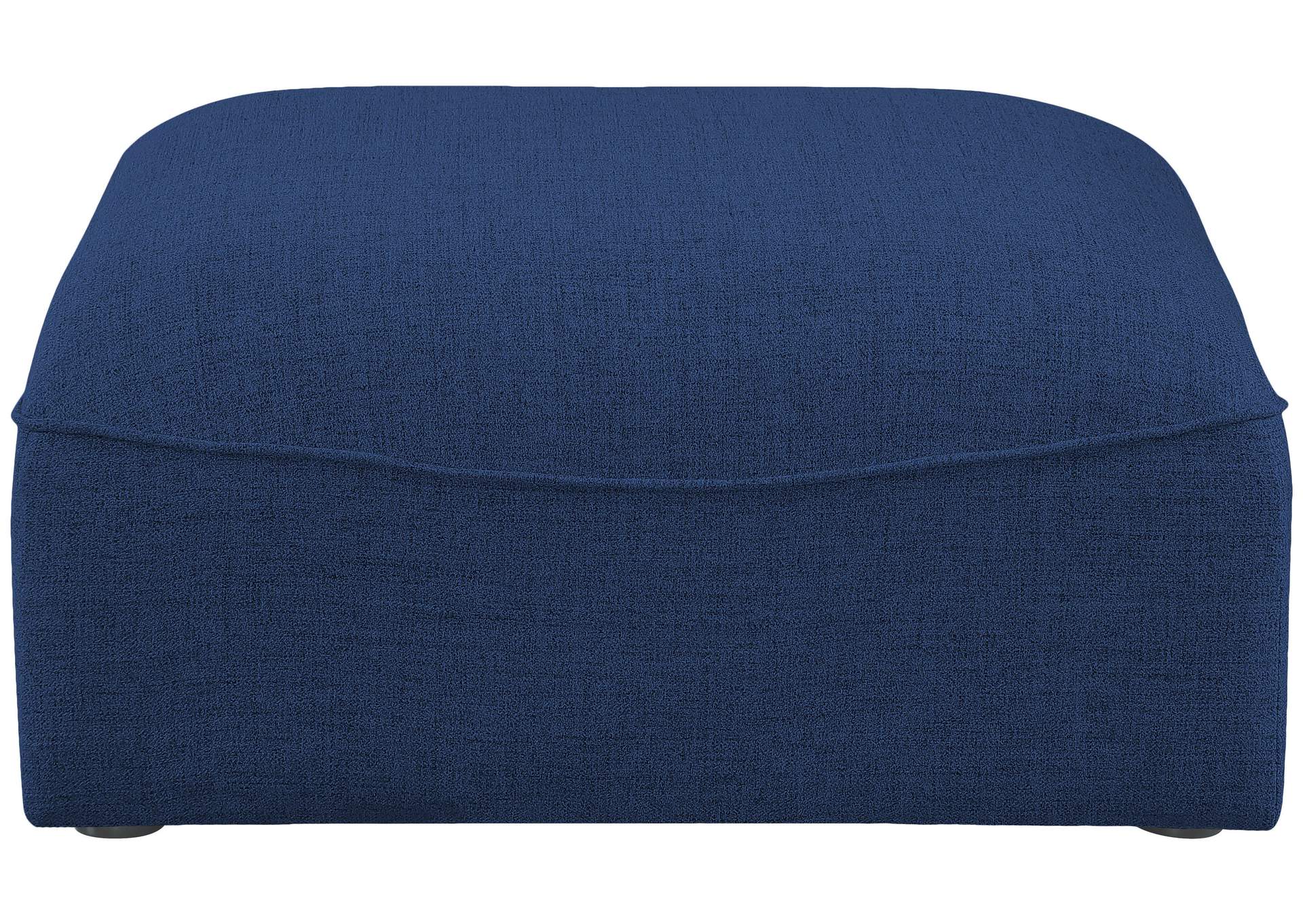 Miramar Navy Durable Linen Textured Ottoman,Meridian Furniture