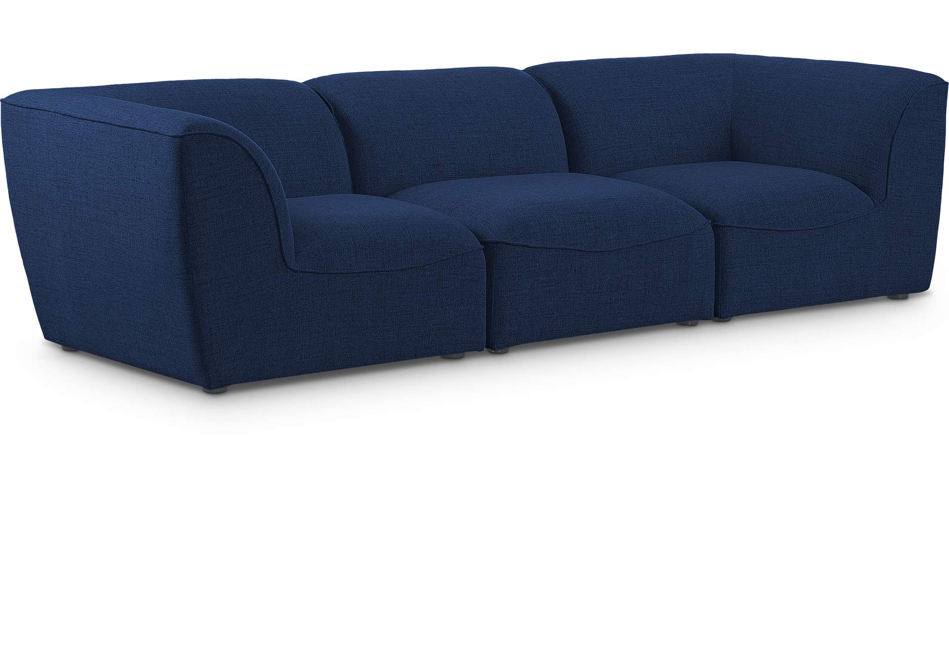 Miramar Navy Durable Linen Textured Modular Sofa,Meridian Furniture