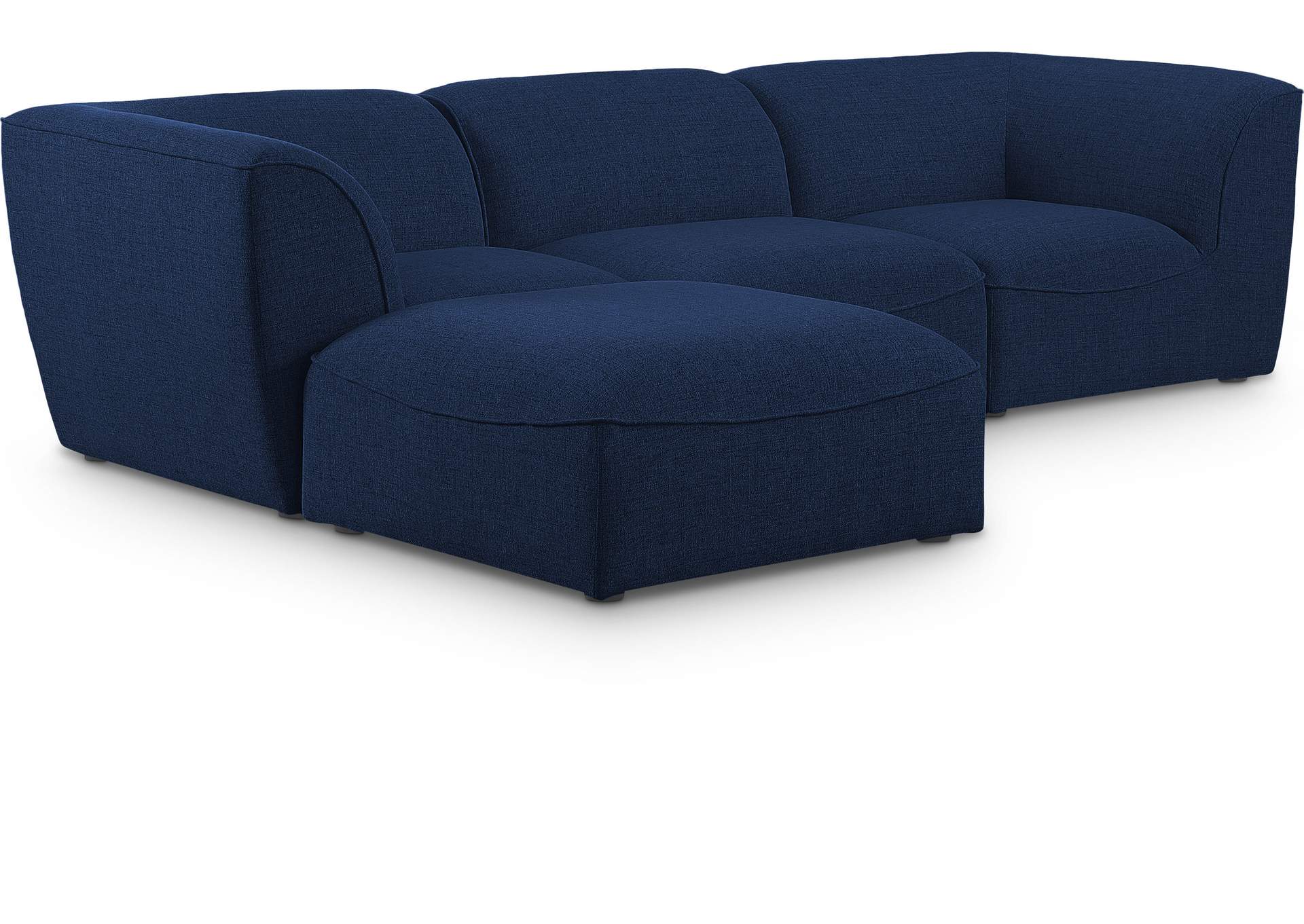 Miramar Navy Durable Linen Textured Modular Sectional,Meridian Furniture