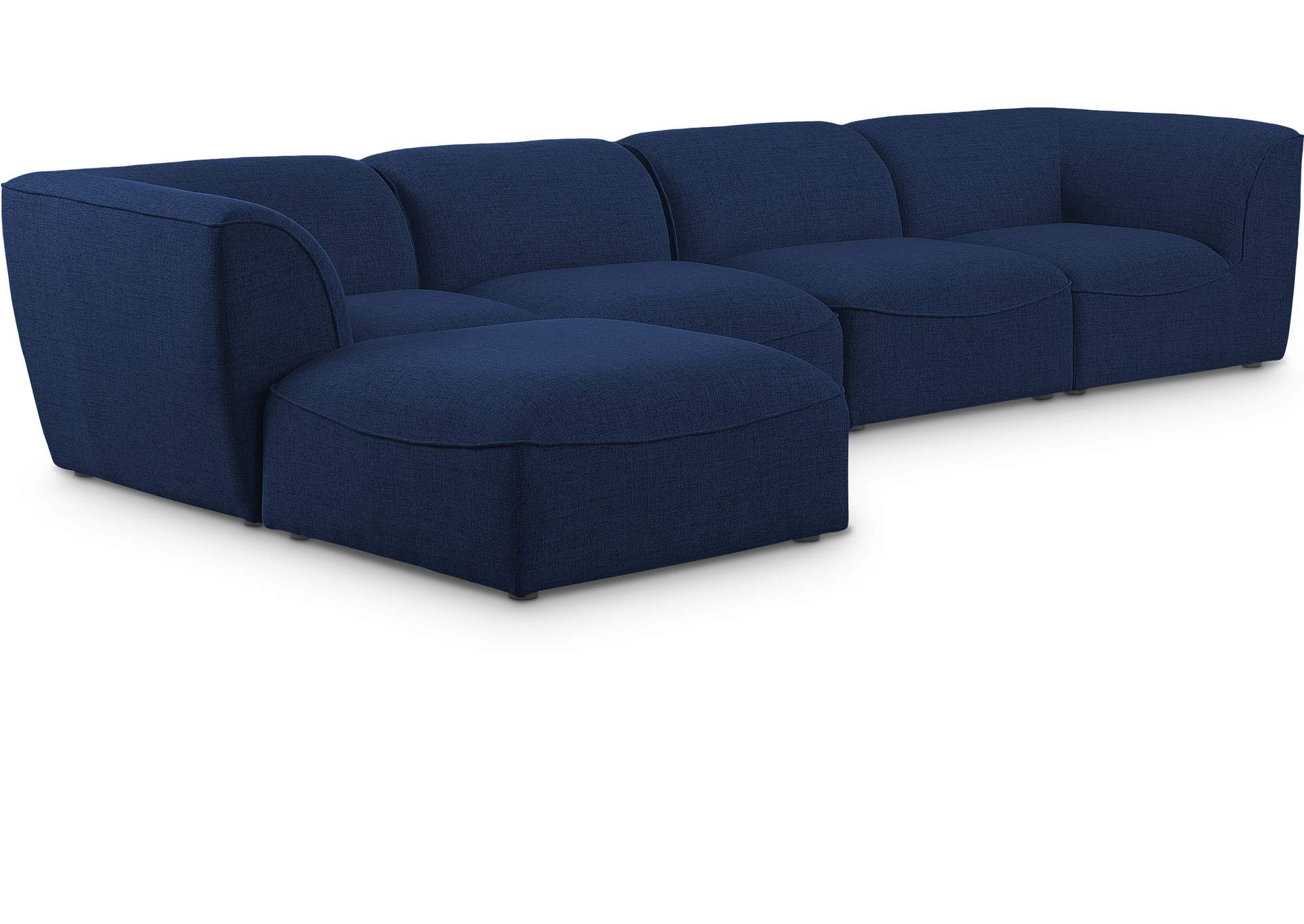 Miramar Navy Durable Linen Textured Modular Sectional,Meridian Furniture