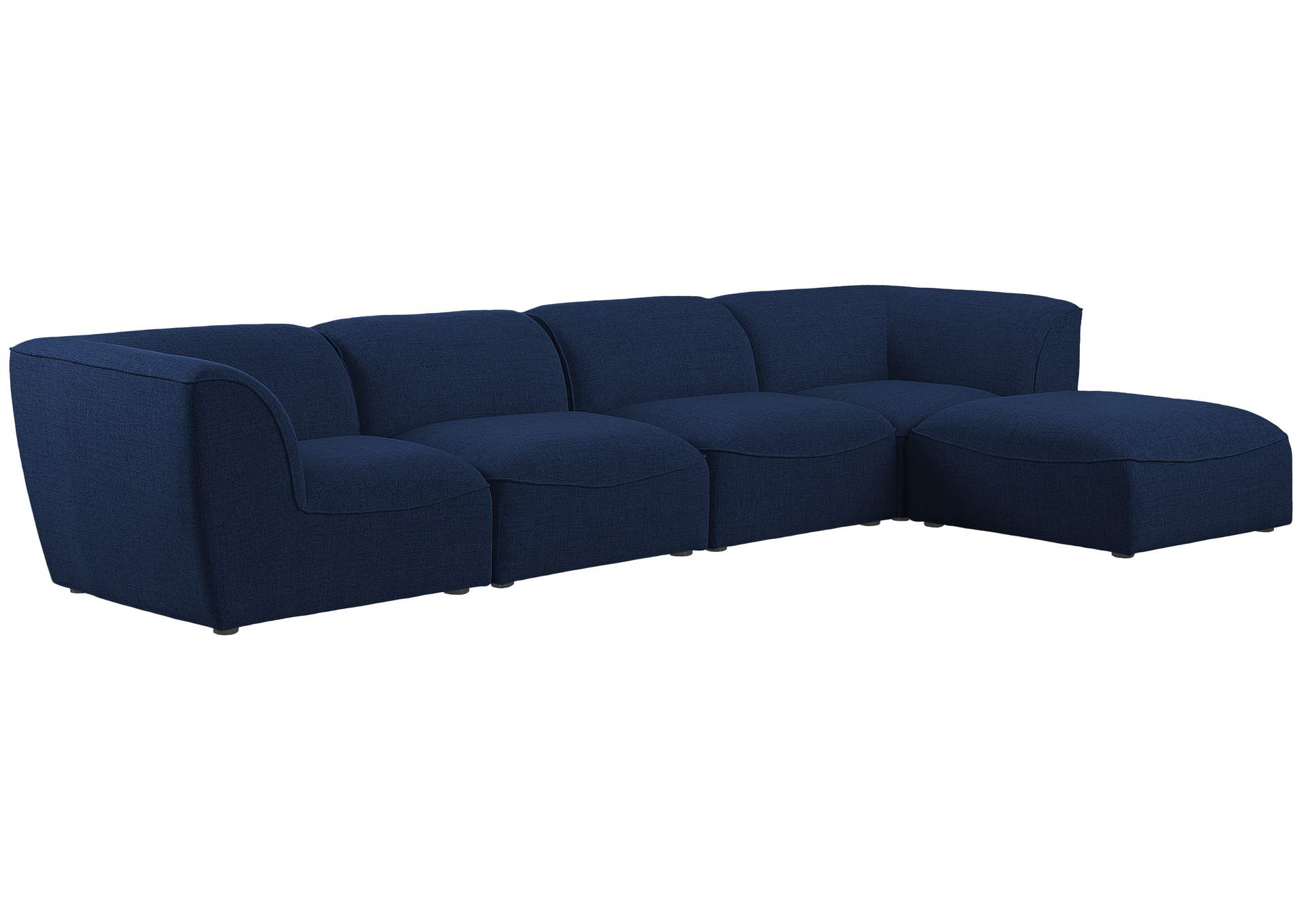 Miramar Navy Durable Linen Textured Modular Sectional,Meridian Furniture