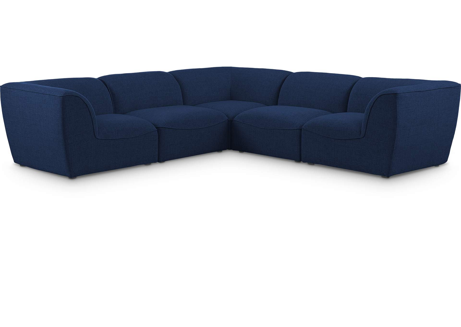 Miramar Navy Durable Linen Textured Modular Sectional,Meridian Furniture