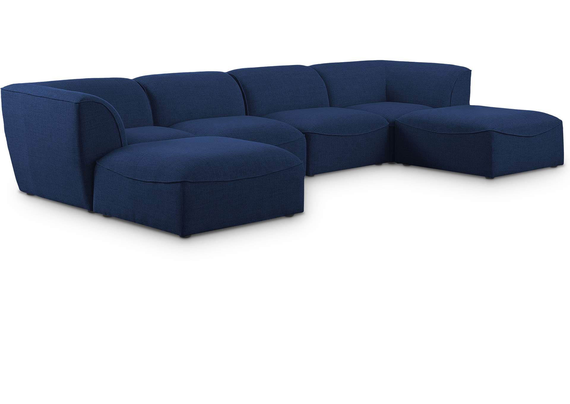 Miramar Navy Durable Linen Textured Modular Sectional,Meridian Furniture