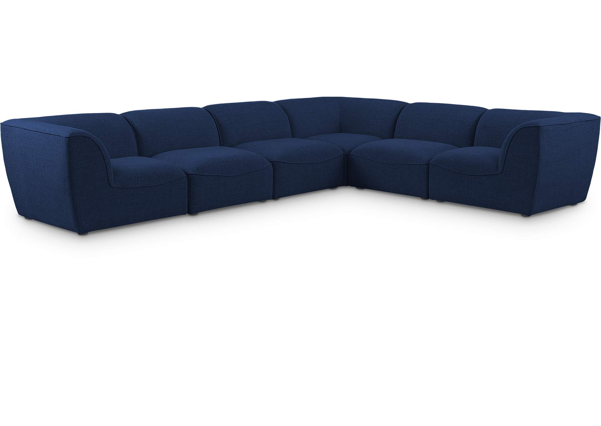 Miramar Navy Durable Linen Textured Modular Sectional,Meridian Furniture