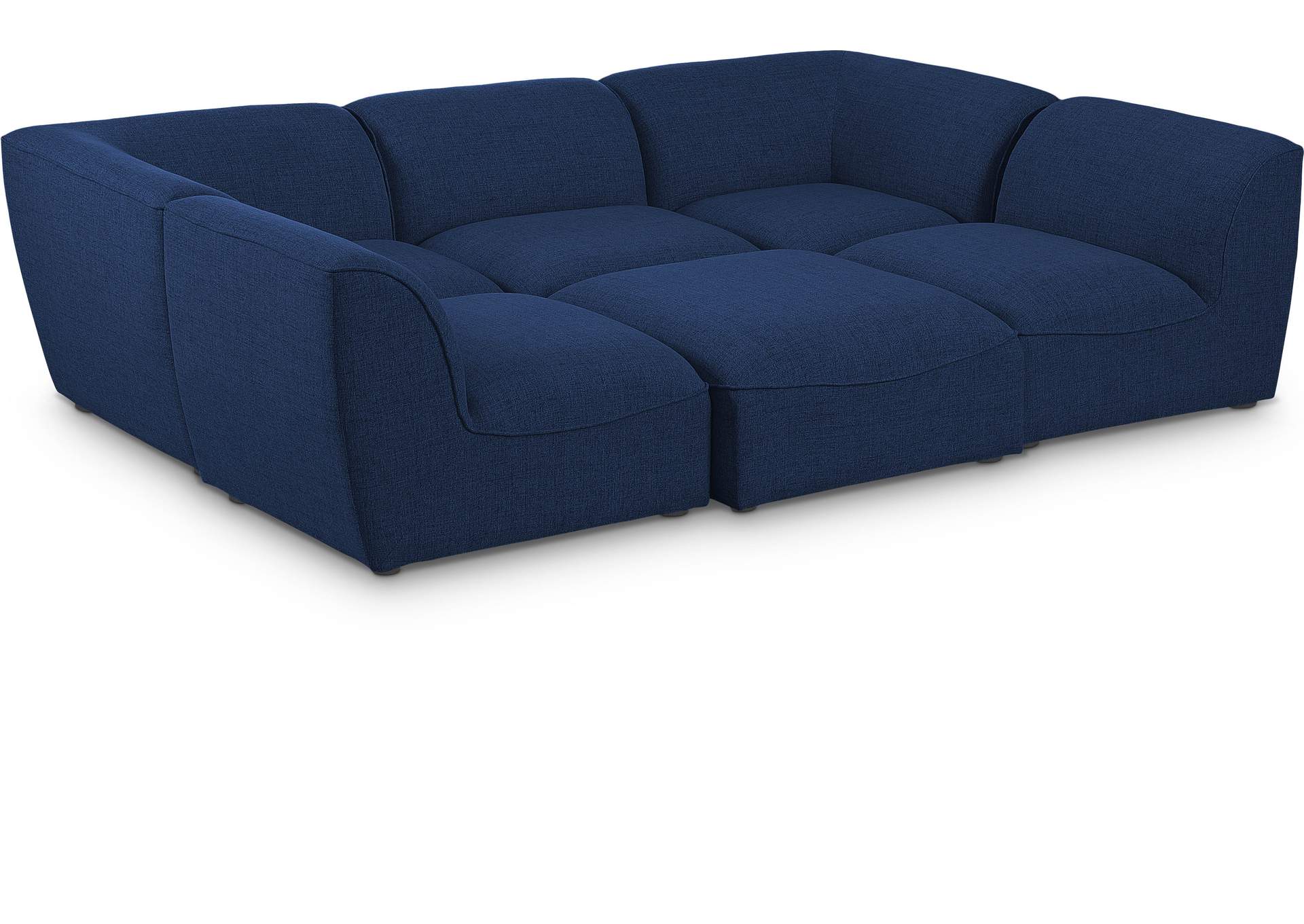 Miramar Navy Durable Linen Textured Modular Sectional,Meridian Furniture