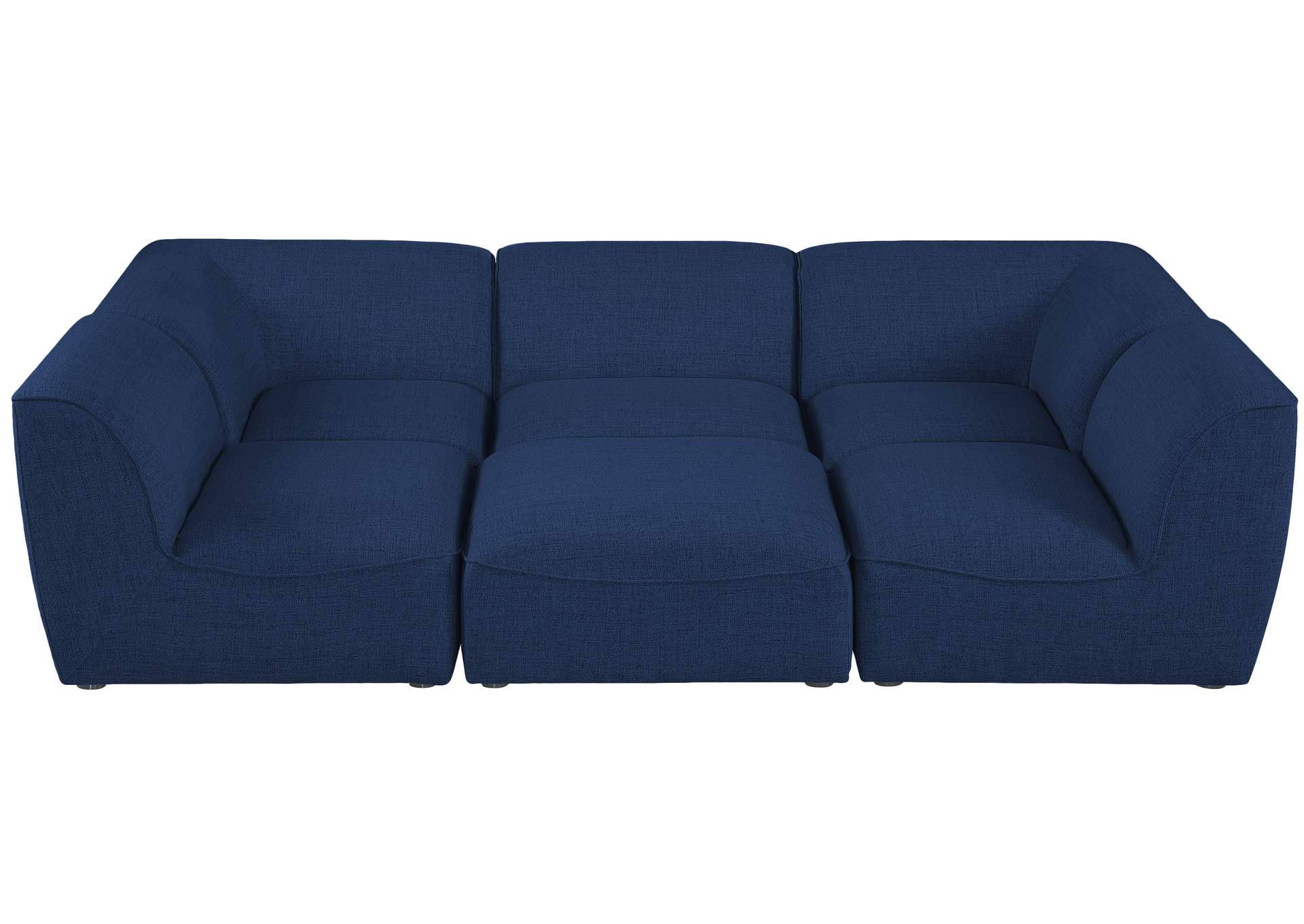 Miramar Navy Durable Linen Textured Modular Sectional,Meridian Furniture