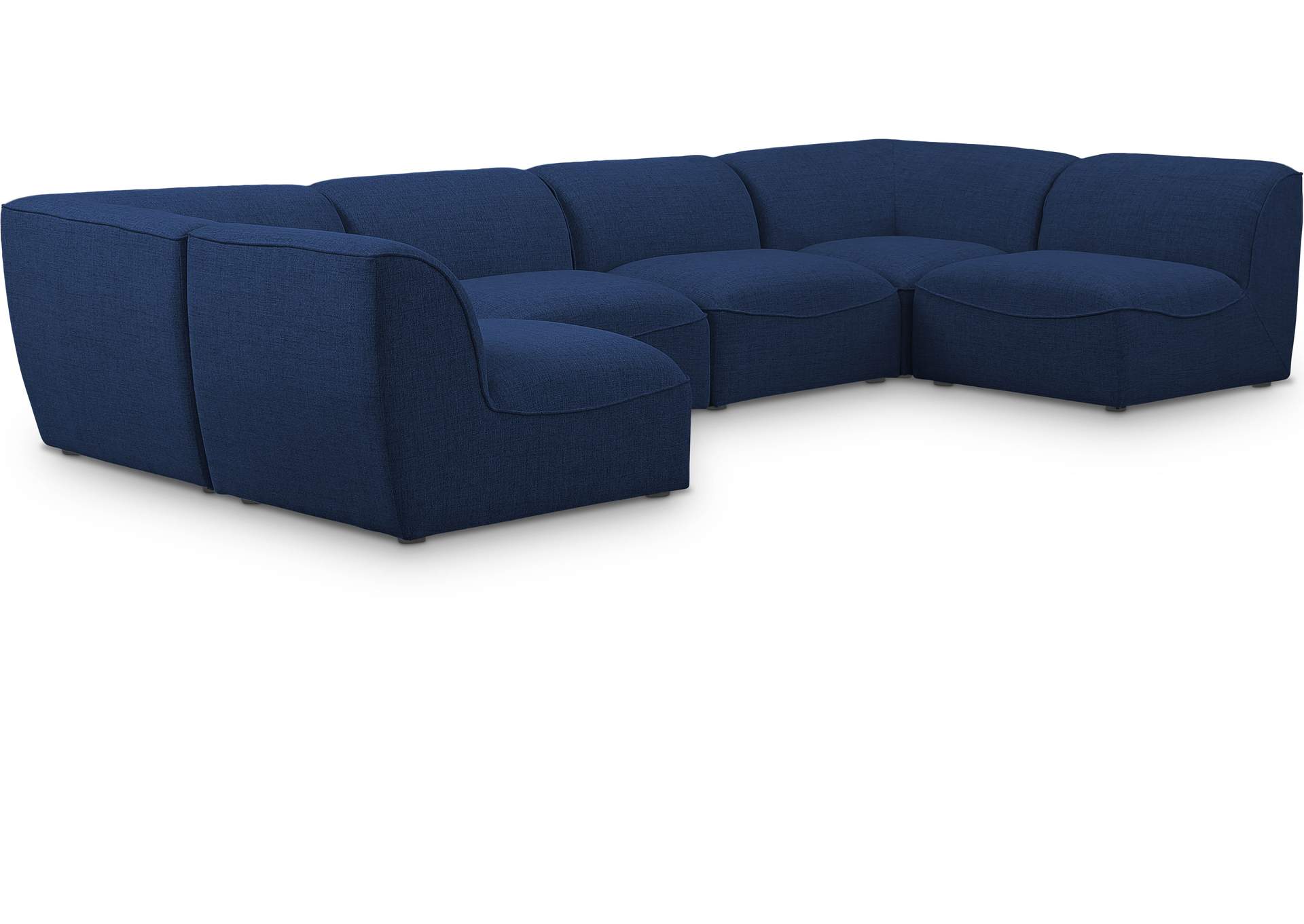 Miramar Navy Durable Linen Textured Modular Sectional,Meridian Furniture