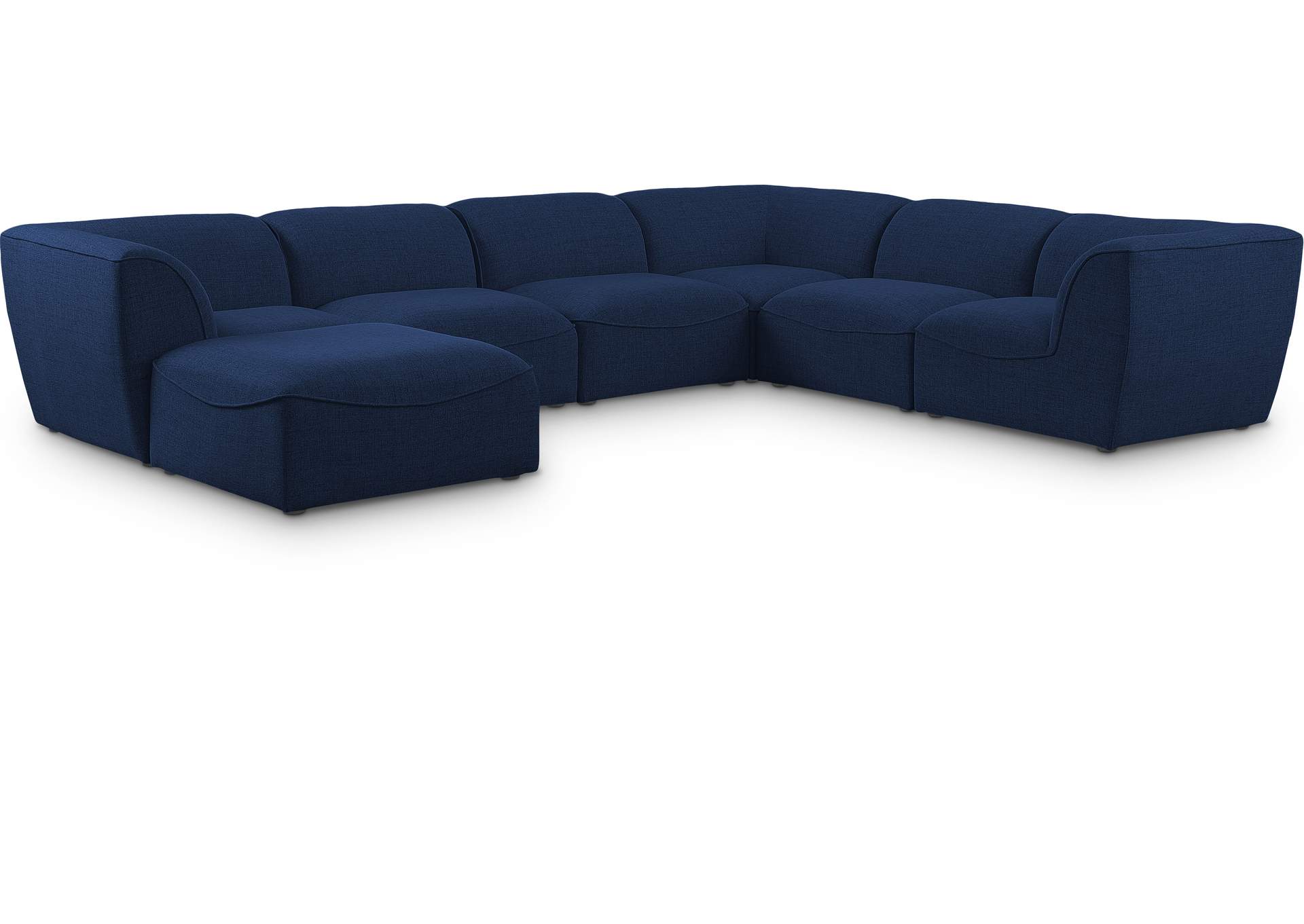 Miramar Navy Durable Linen Textured Modular Sectional,Meridian Furniture