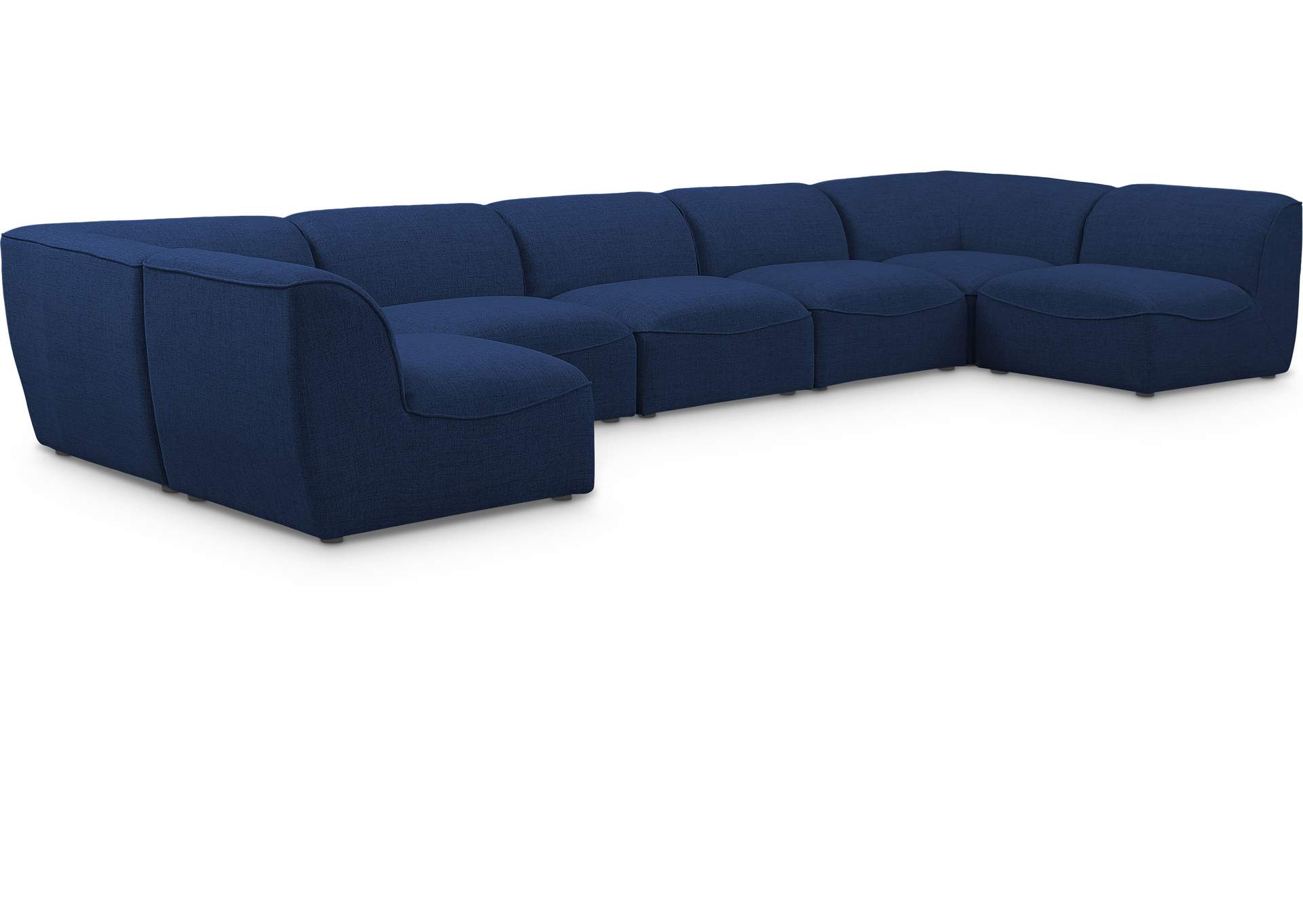 Miramar Navy Durable Linen Textured Modular Sectional,Meridian Furniture