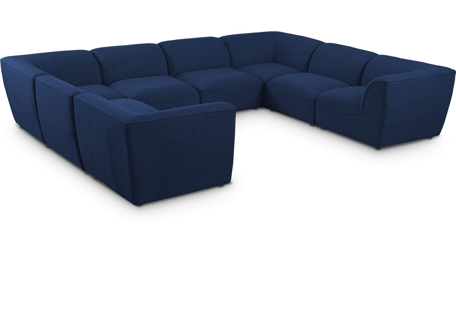 Miramar Navy Durable Linen Textured Modular Sectional,Meridian Furniture