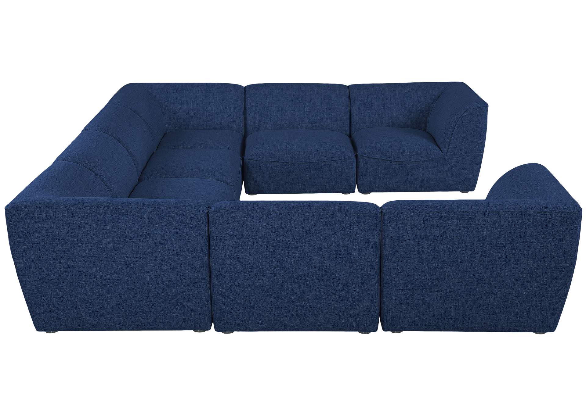 Miramar Navy Durable Linen Textured Modular Sectional,Meridian Furniture