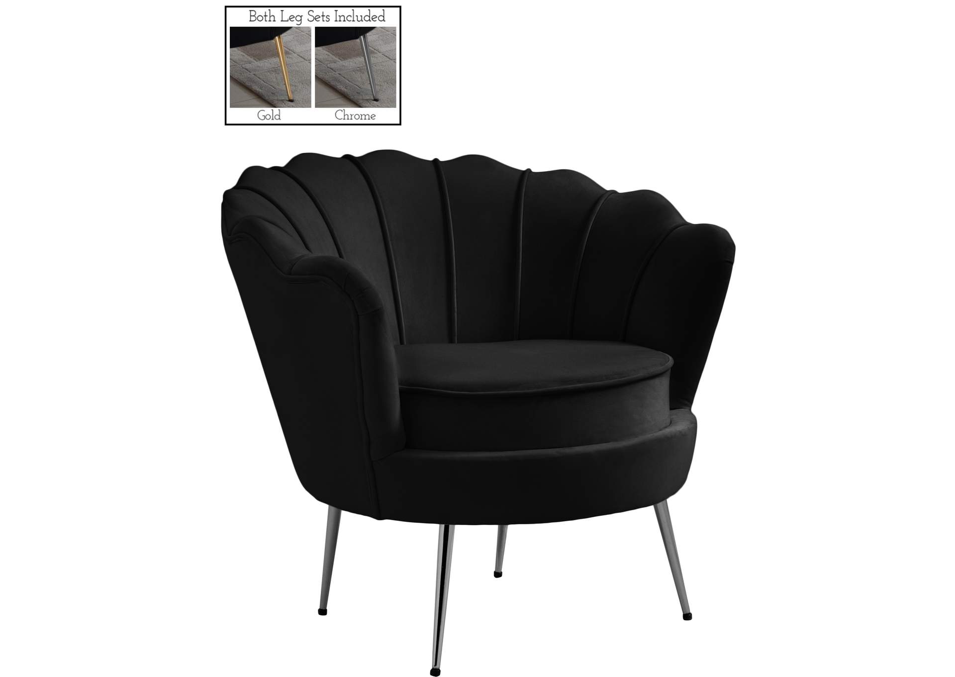 Gardenia Black Velvet Chair,Meridian Furniture