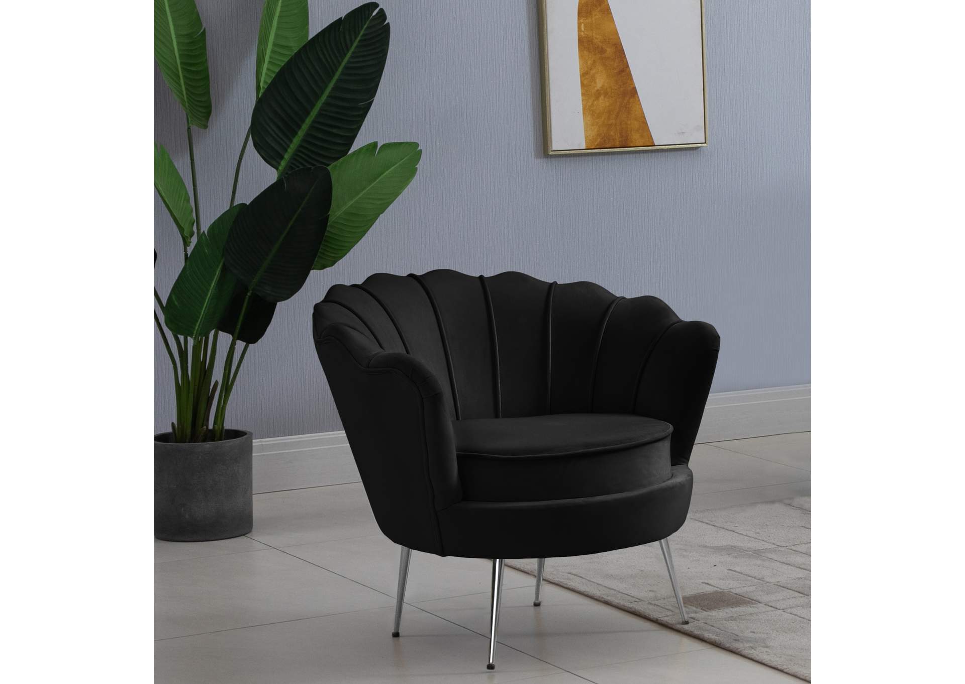 Gardenia Black Velvet Chair,Meridian Furniture