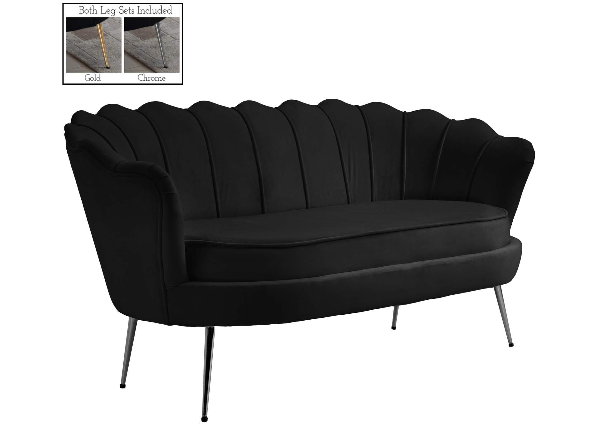 Gardenia Black Velvet Loveseat,Meridian Furniture