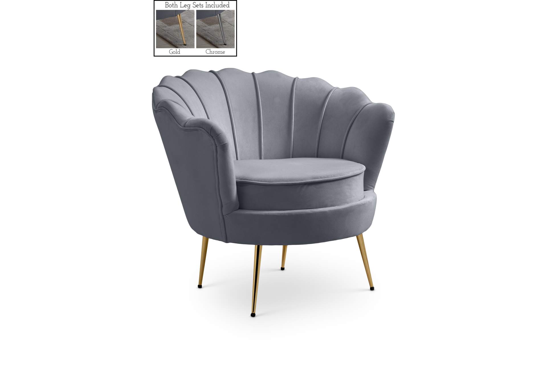 Gardenia Grey Velvet Chair,Meridian Furniture