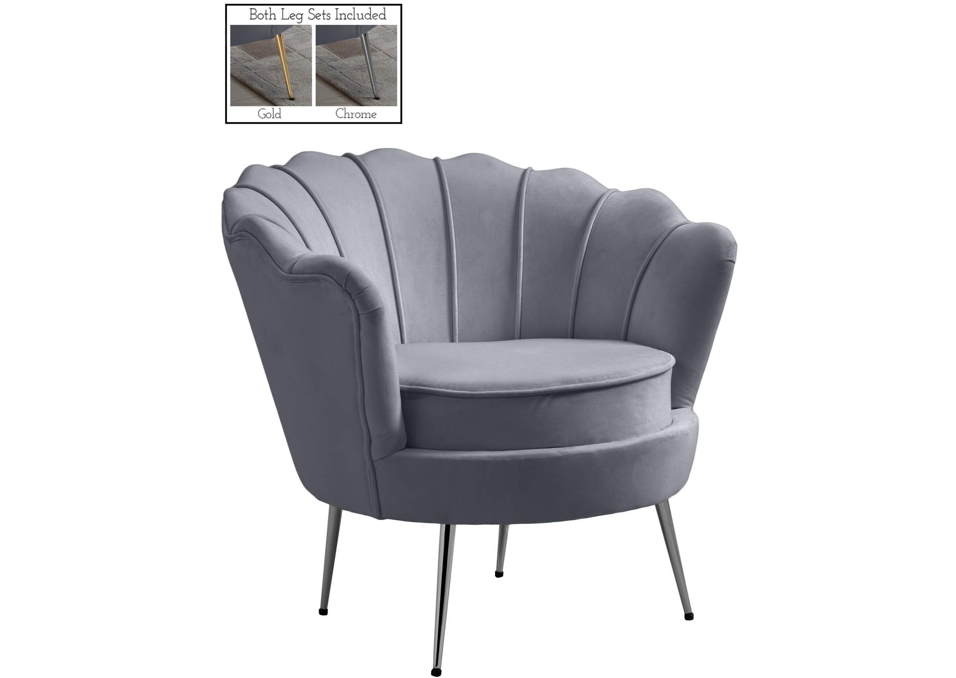 Gardenia Grey Velvet Chair,Meridian Furniture