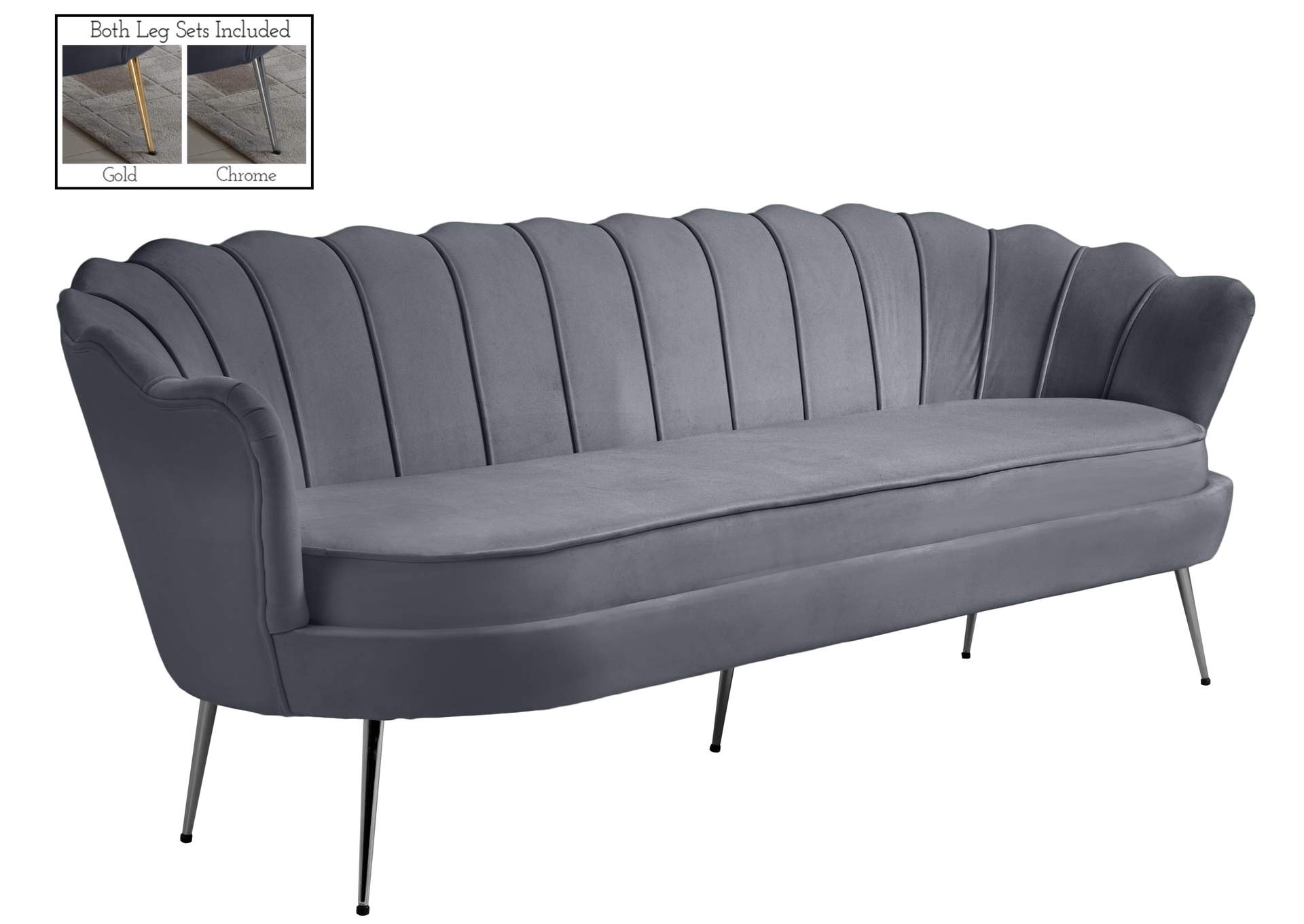 Gardenia Grey Velvet Sofa,Meridian Furniture