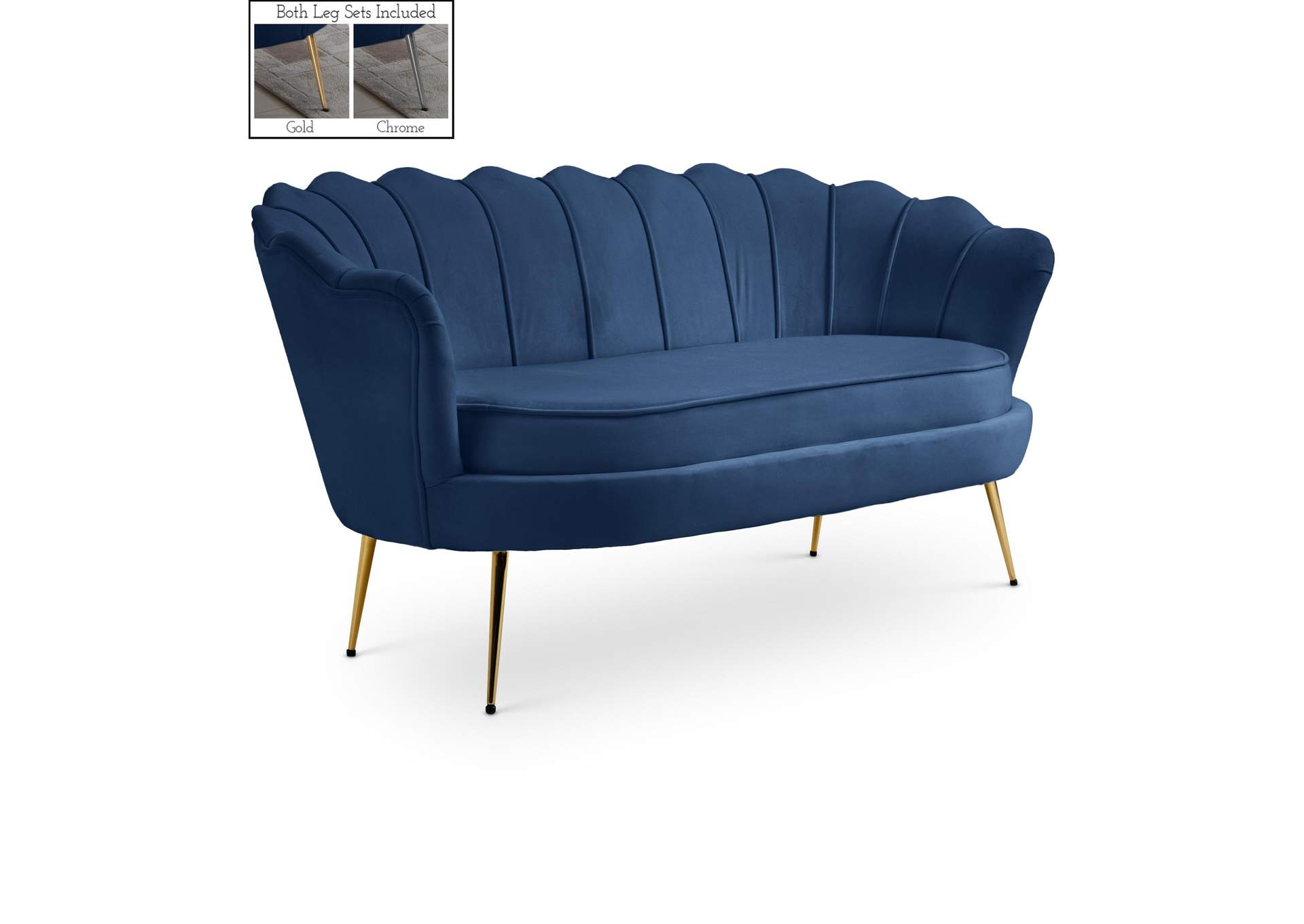 Gardenia Navy Velvet Loveseat,Meridian Furniture