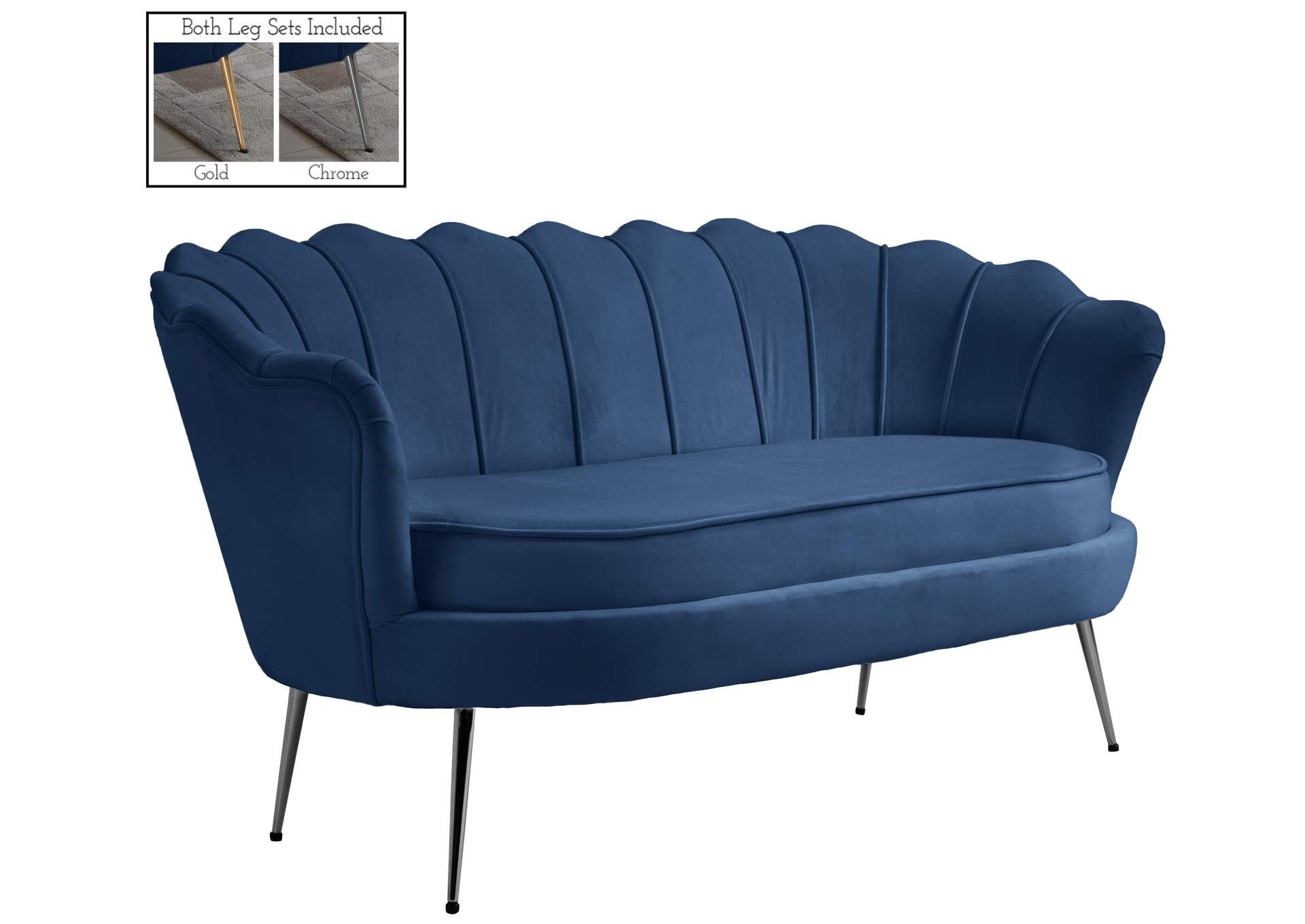 Gardenia Navy Velvet Loveseat,Meridian Furniture