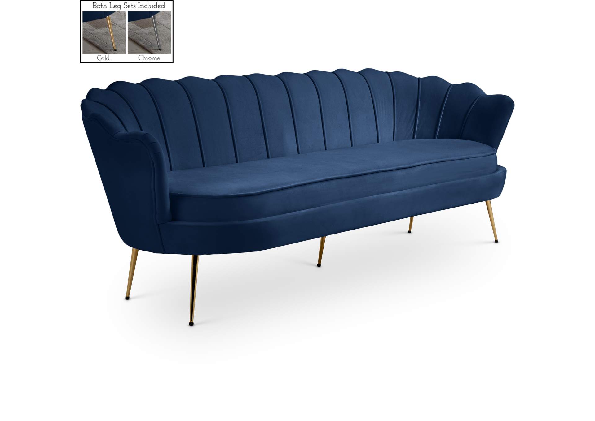 Gardenia Navy Velvet Sofa,Meridian Furniture