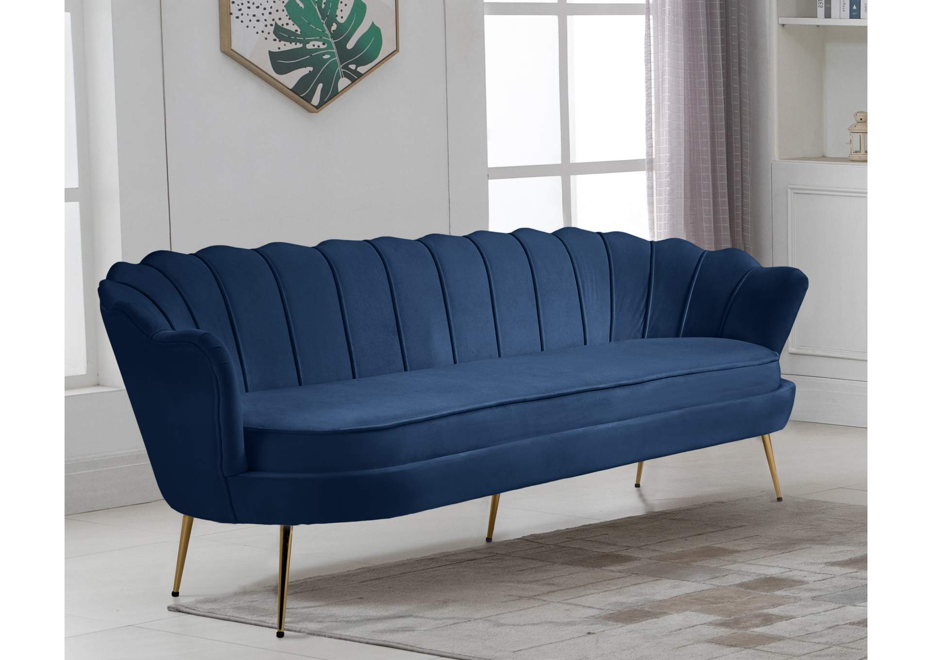 Gardenia Navy Velvet Sofa,Meridian Furniture