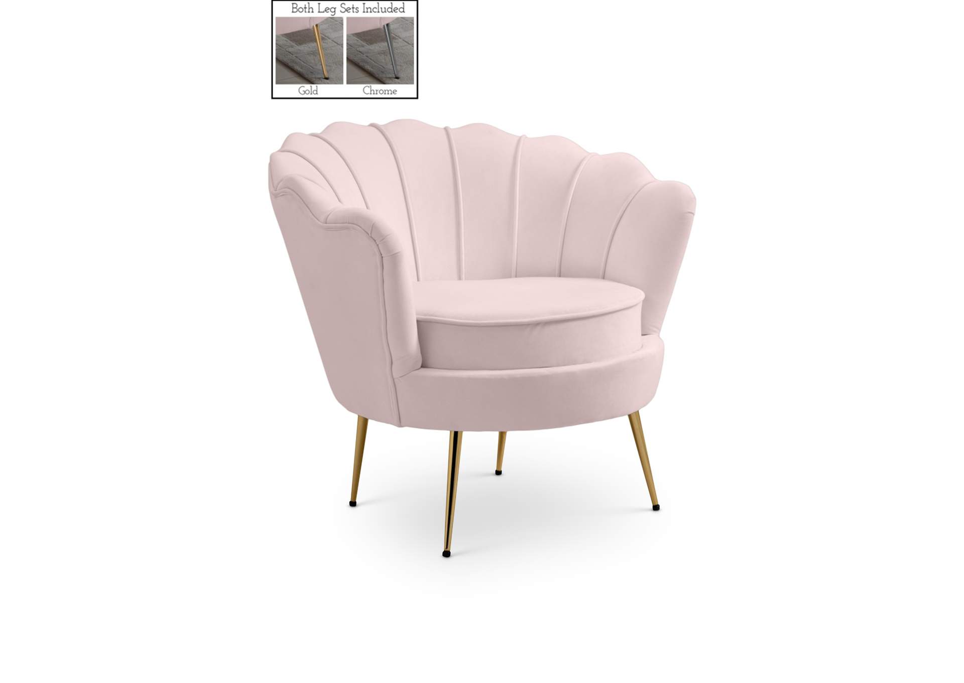 Gardenia Pink Velvet Chair,Meridian Furniture