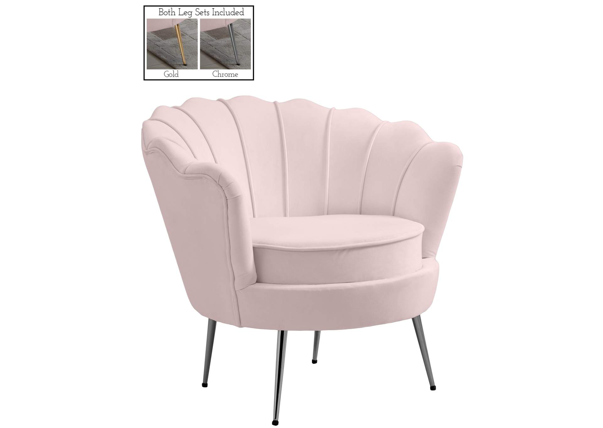 Gardenia Pink Velvet Chair,Meridian Furniture