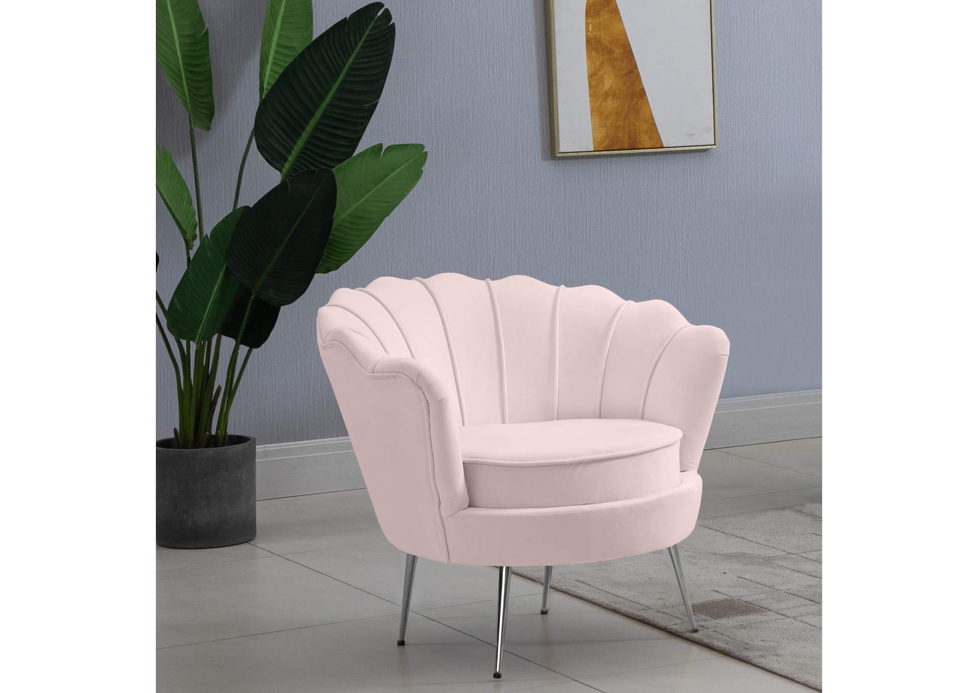 Gardenia Pink Velvet Chair,Meridian Furniture