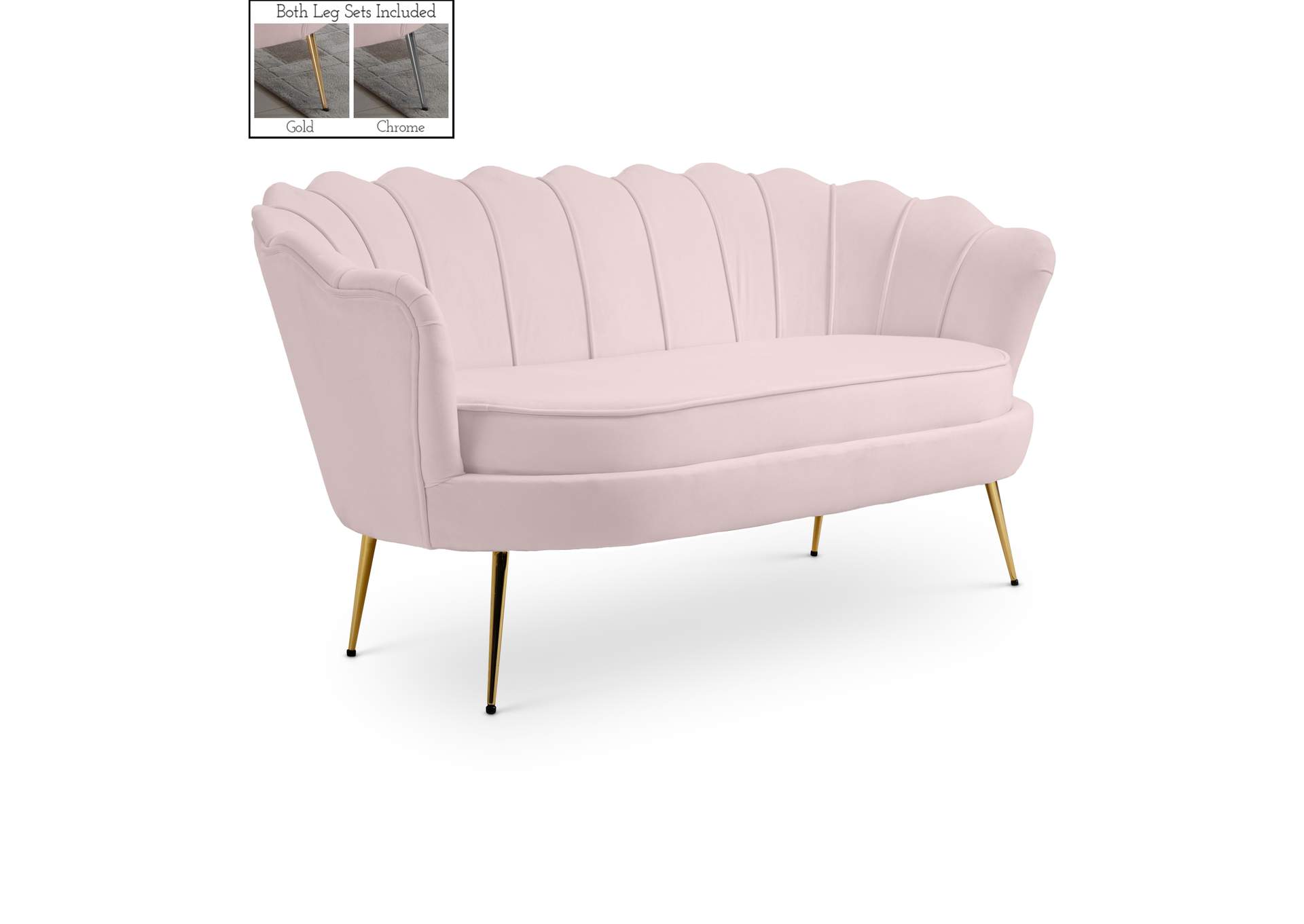 Gardenia Pink Velvet Loveseat,Meridian Furniture