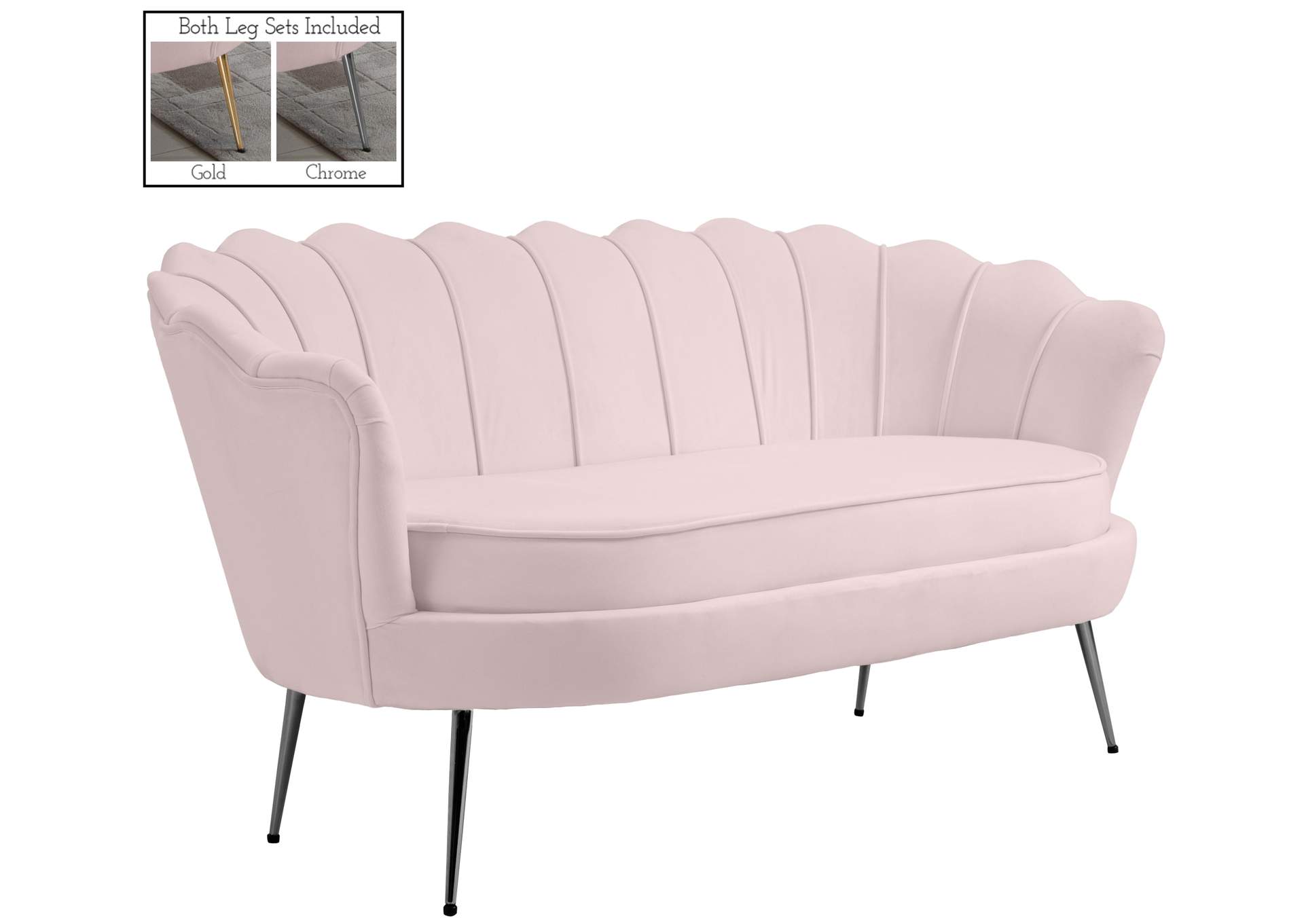 Gardenia Pink Velvet Loveseat,Meridian Furniture