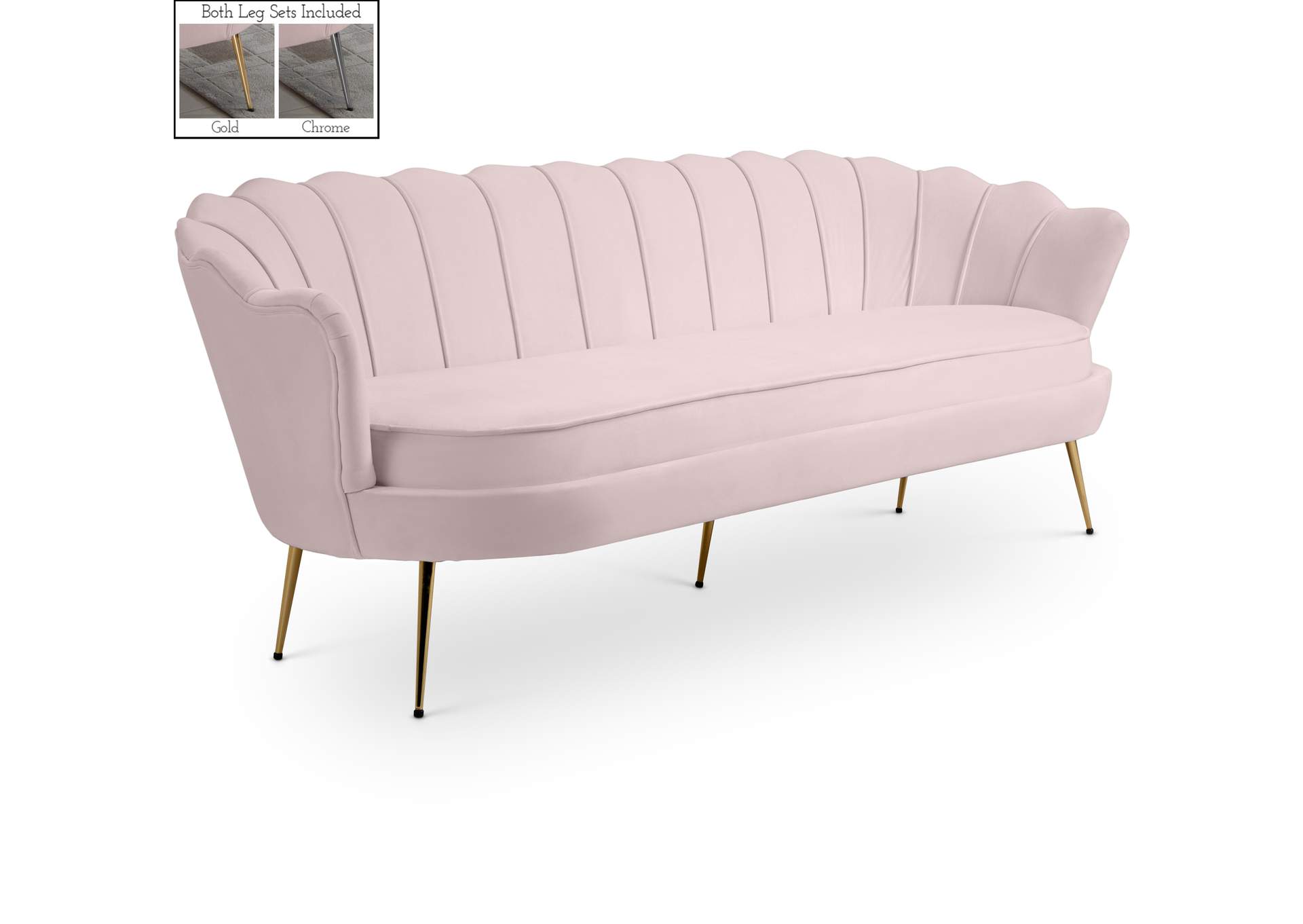 Gardenia Pink Velvet Sofa,Meridian Furniture