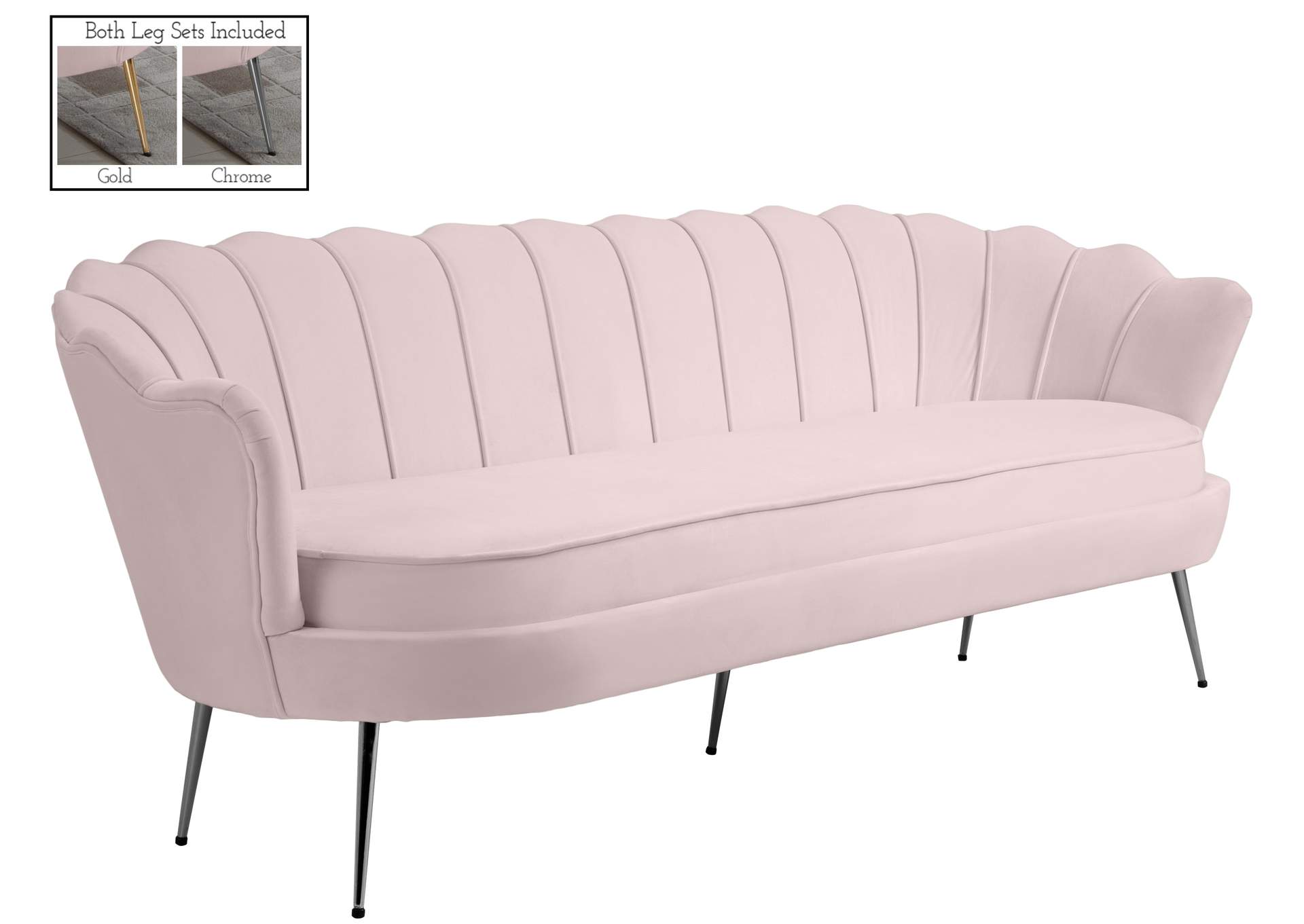 Gardenia Pink Velvet Sofa,Meridian Furniture