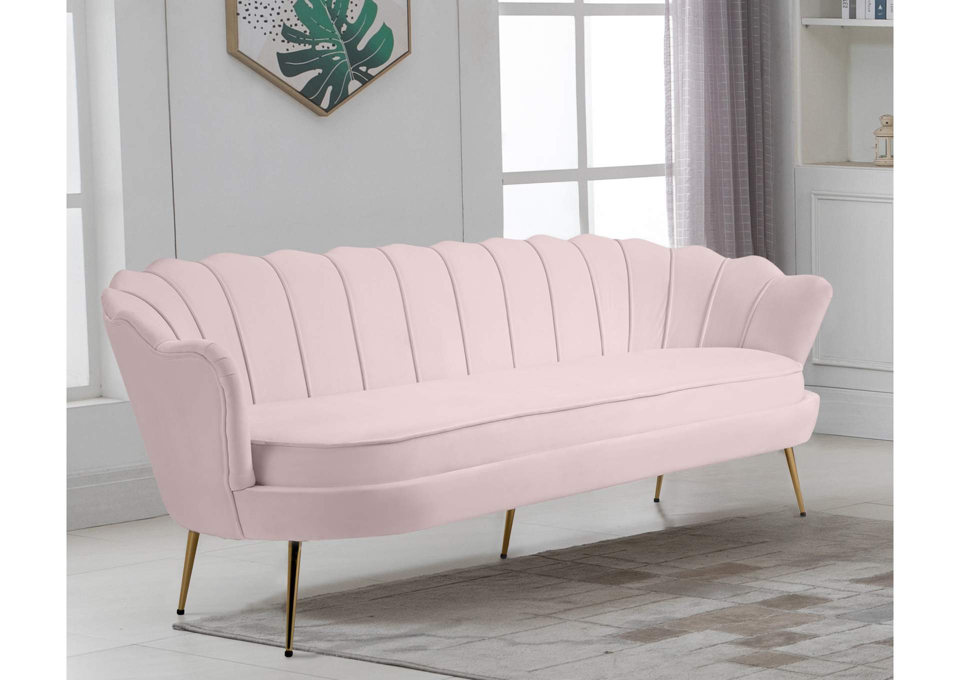 Gardenia Pink Velvet Sofa,Meridian Furniture