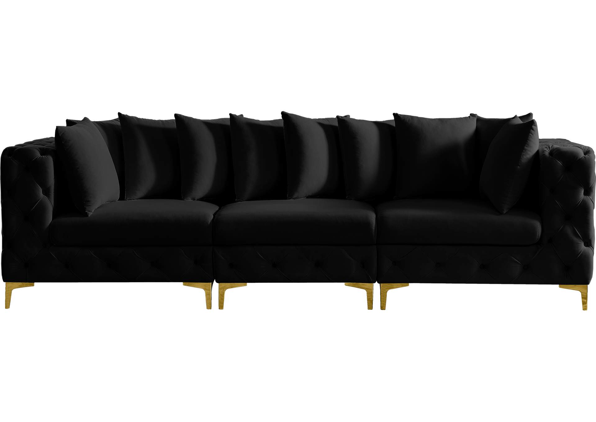 Tremblay Black Velvet Modular Sofa,Meridian Furniture