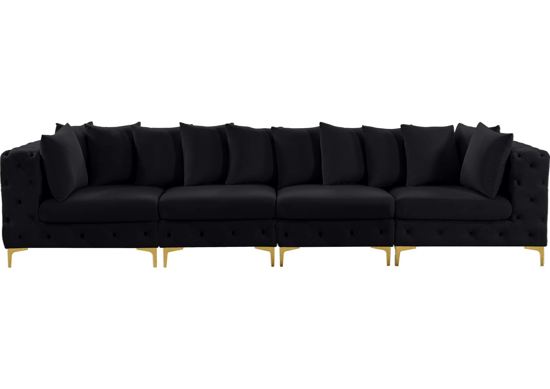 Tremblay Black Velvet Modular Sofa,Meridian Furniture