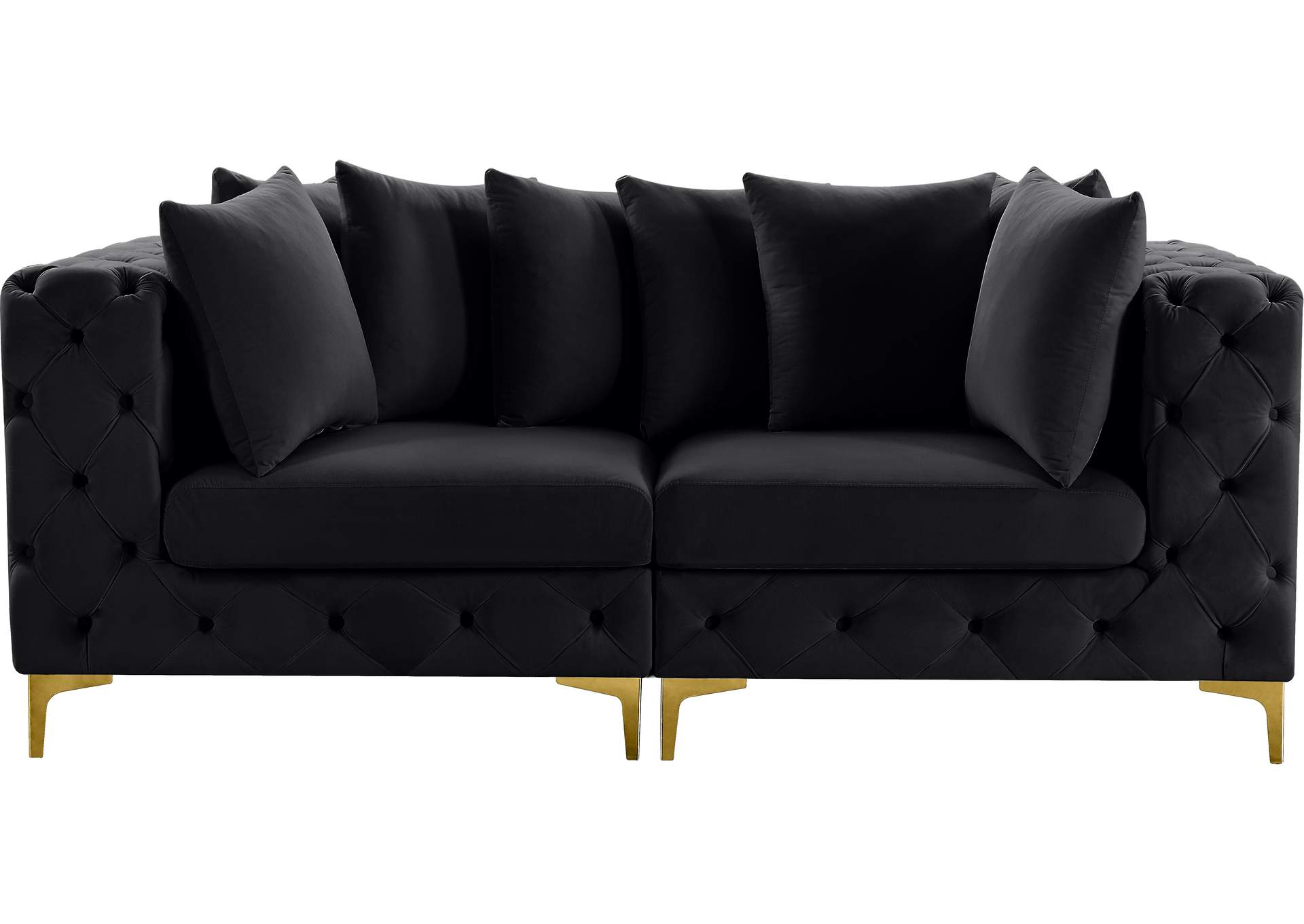 Tremblay Black Velvet Modular Sofa,Meridian Furniture