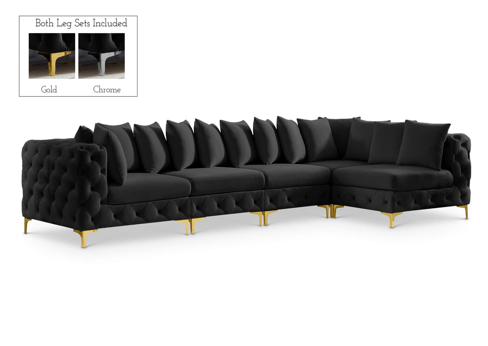 Tremblay Black Velvet Modular Sectional,Meridian Furniture